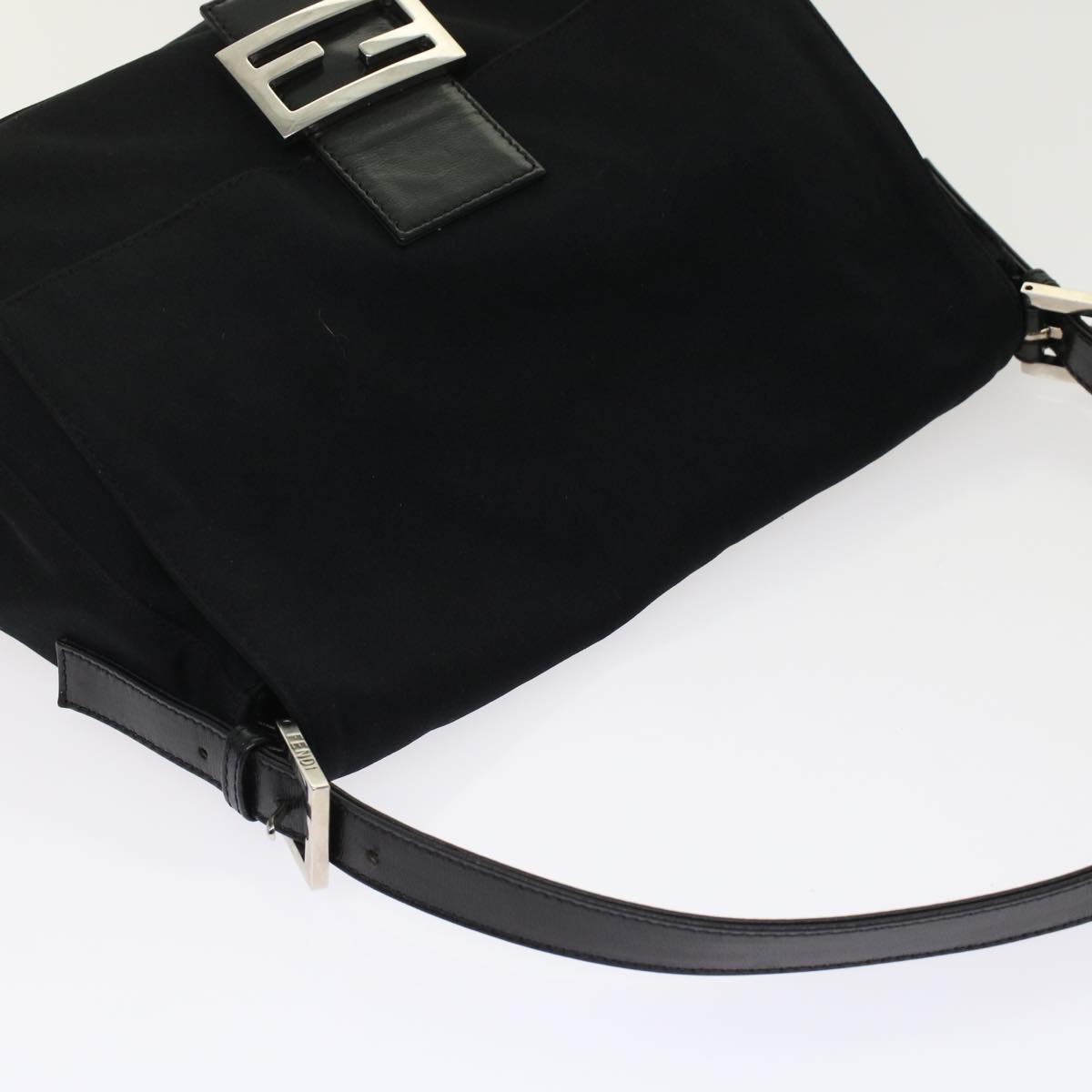 FENDI Mamma Baguette Shoulder Bag Nylon Black Auth ep1157