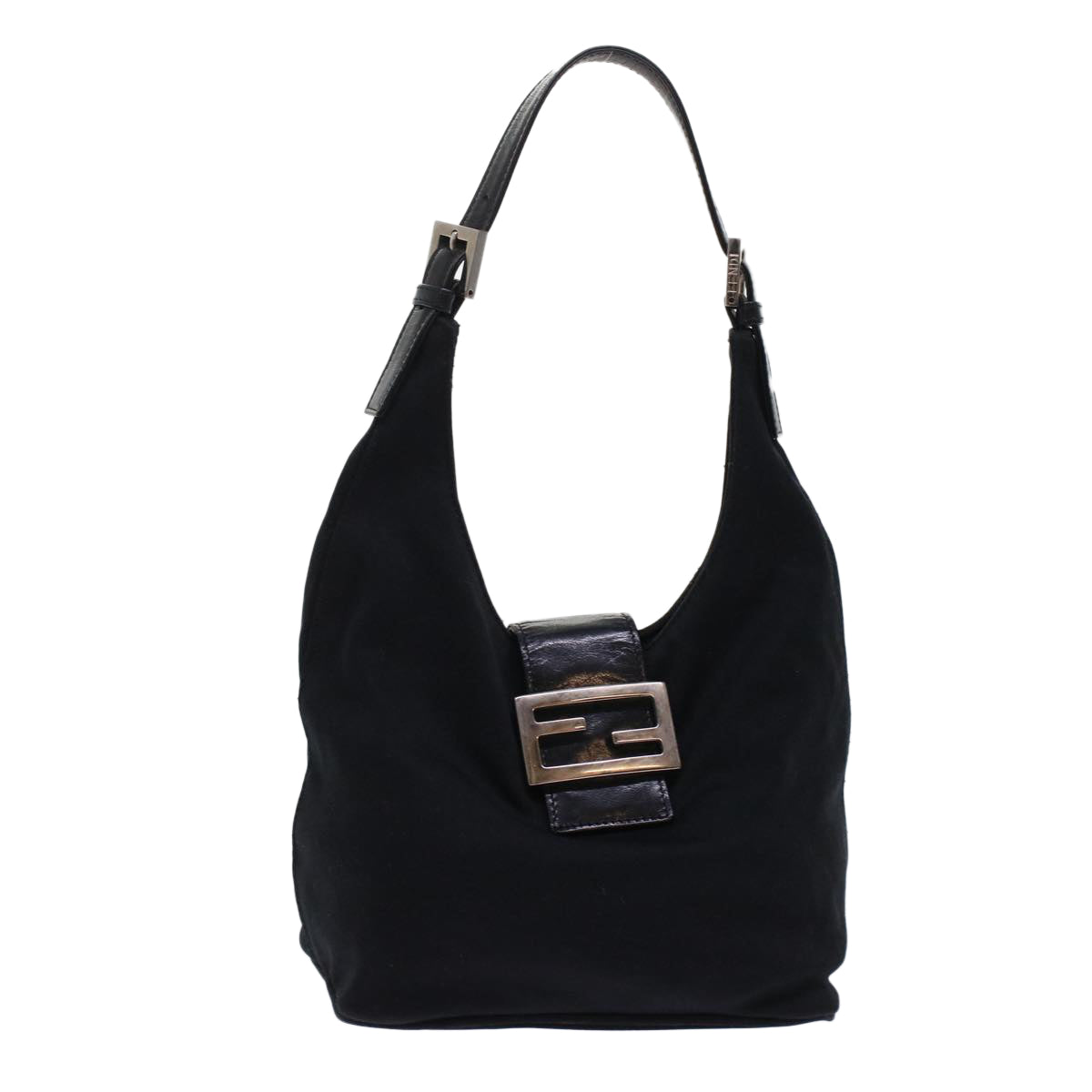 FENDI Mamma Baguette Shoulder Bag Nylon Black Auth ep1158