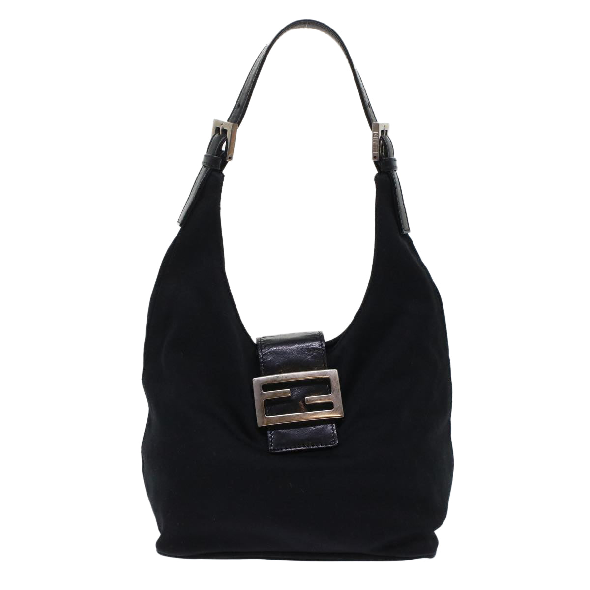 FENDI Mamma Baguette Shoulder Bag Nylon Black Auth ep1158