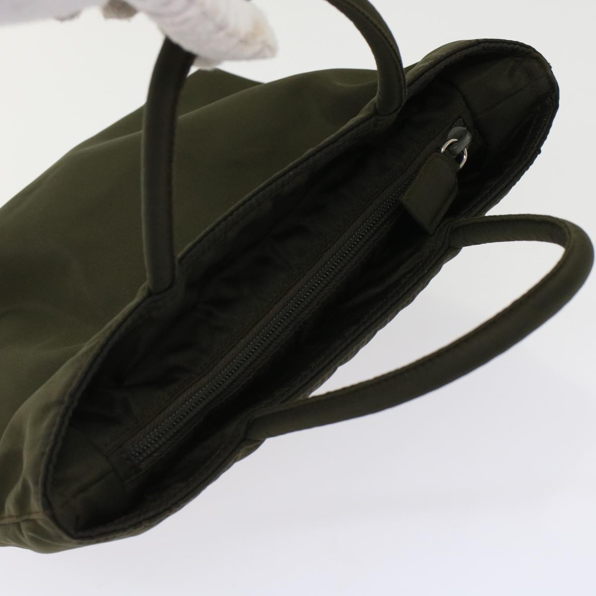 PRADA Hand Bag Nylon Khaki Auth ep1187