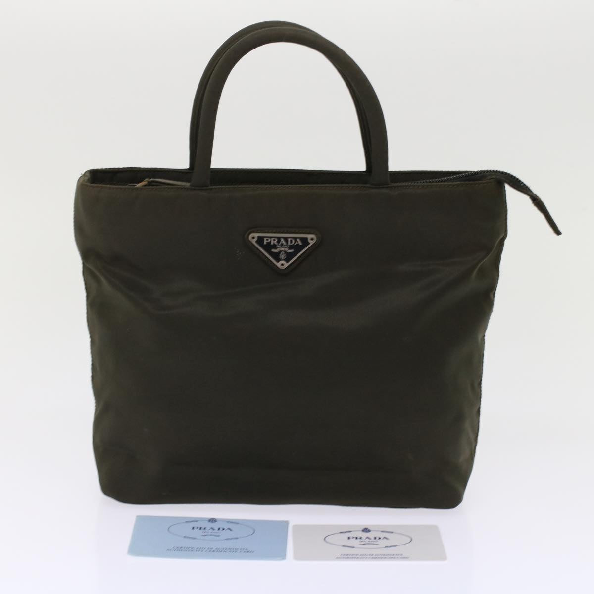 PRADA Hand Bag Nylon Khaki Auth ep1191