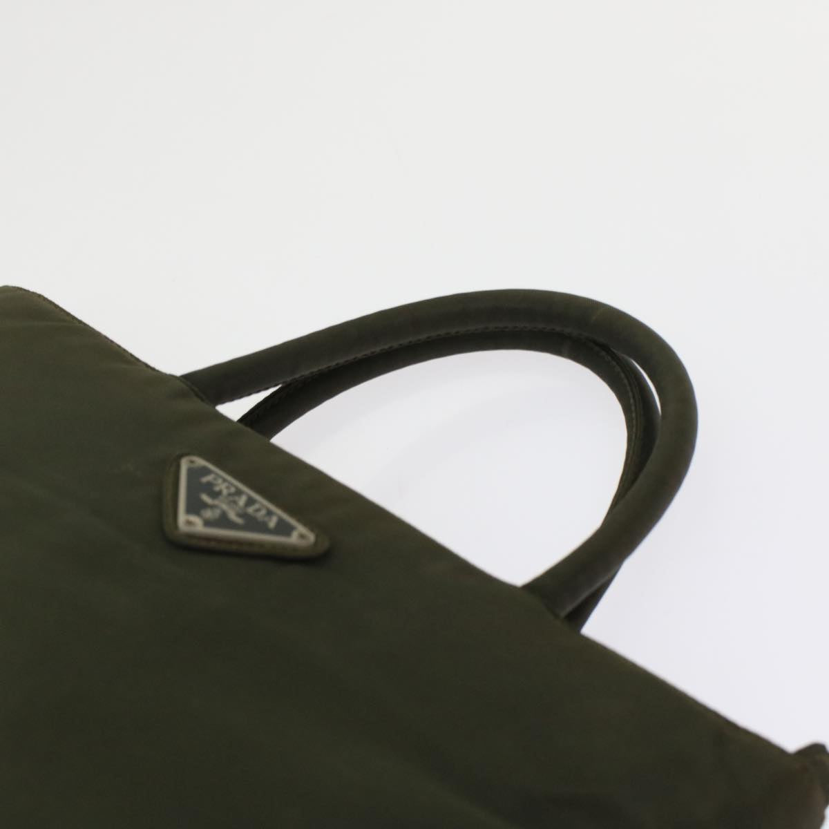 PRADA Hand Bag Nylon Khaki Auth ep1191