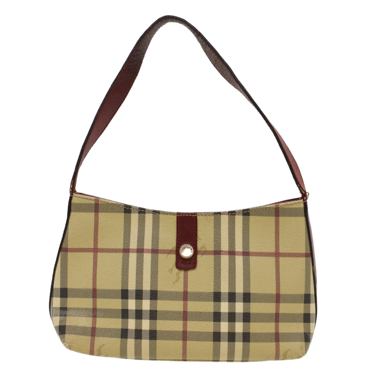 BURBERRY Nova Check Shoulder Bag PVC Leather Beige Auth ep1195