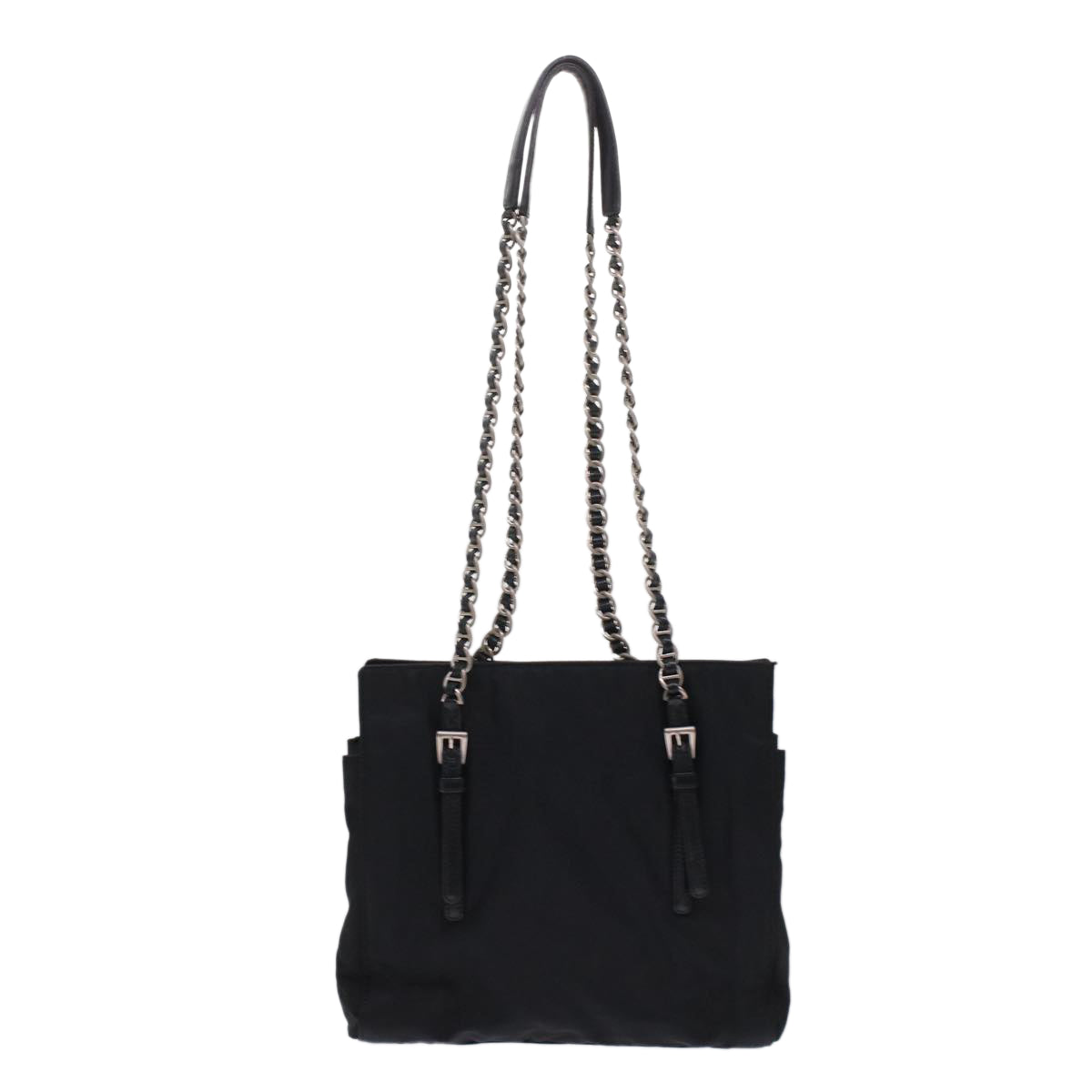 PRADA Chain Shoulder Bag Nylon Black Auth ep1201 - 0