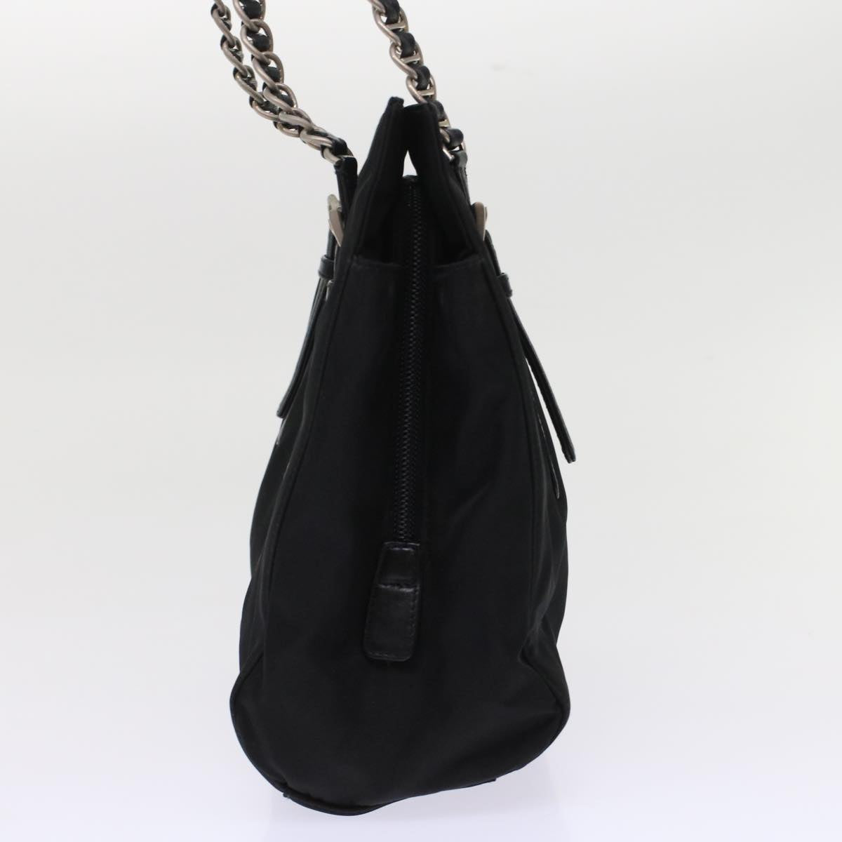 PRADA Chain Shoulder Bag Nylon Black Auth ep1201