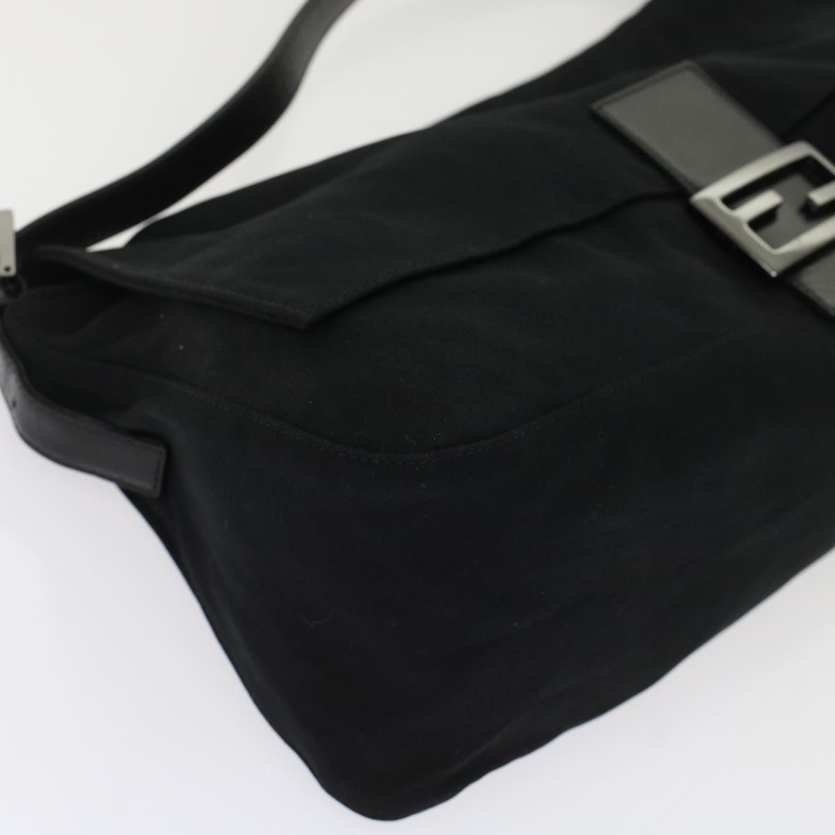 FENDI Mamma Baguette Shoulder Bag Nylon Black Auth ep1217