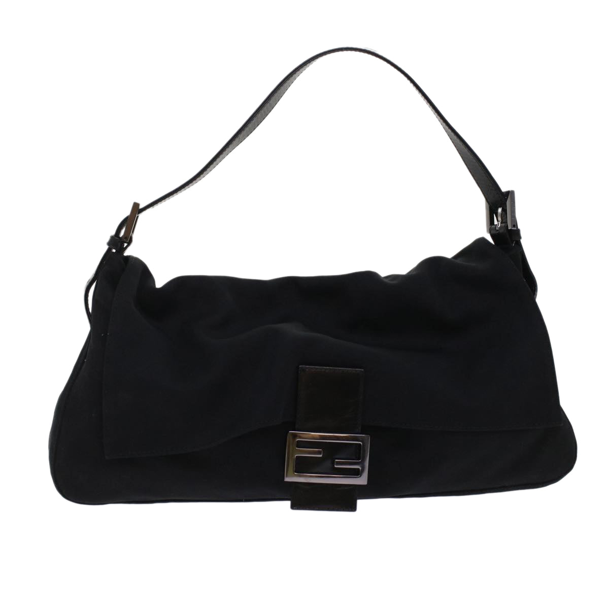 FENDI Mamma Baguette Shoulder Bag Nylon Black Auth ep1217