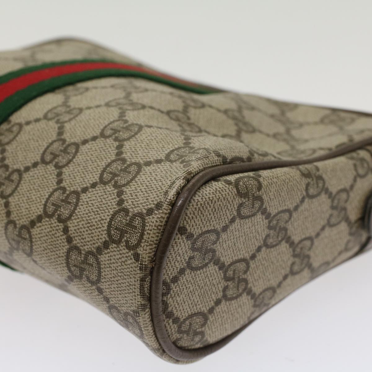 GUCCI GG Canvas Web Sherry Line Clutch Bag Beige Red 22•01•012 Auth ep1227