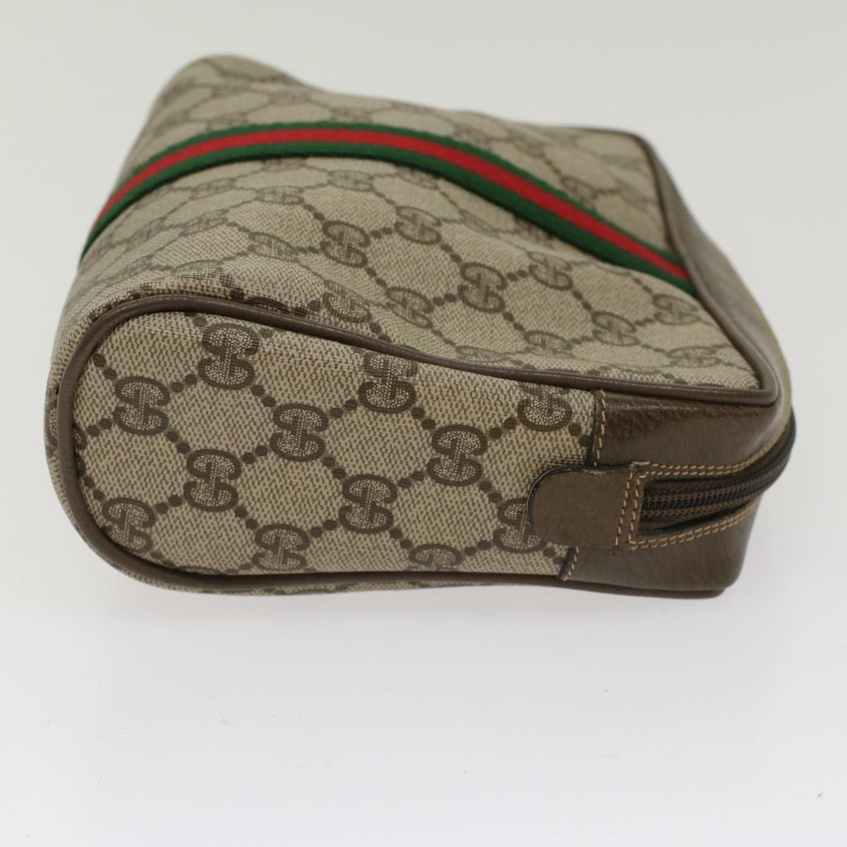 GUCCI GG Canvas Web Sherry Line Clutch Bag Beige Red 22•01•012 Auth ep1227