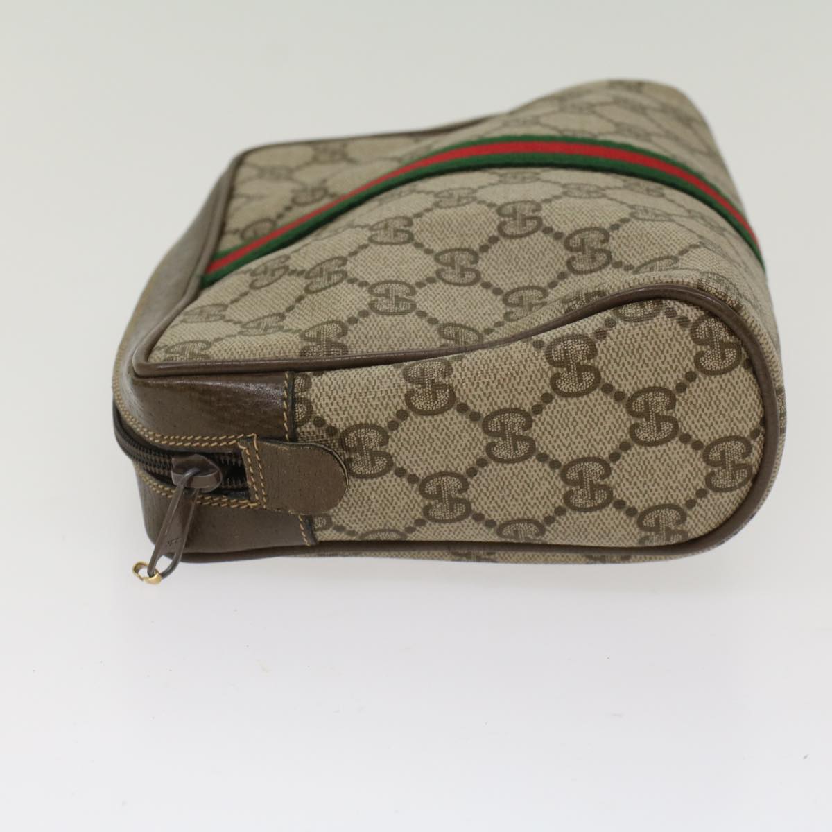 GUCCI GG Canvas Web Sherry Line Clutch Bag Beige Red 22•01•012 Auth ep1227