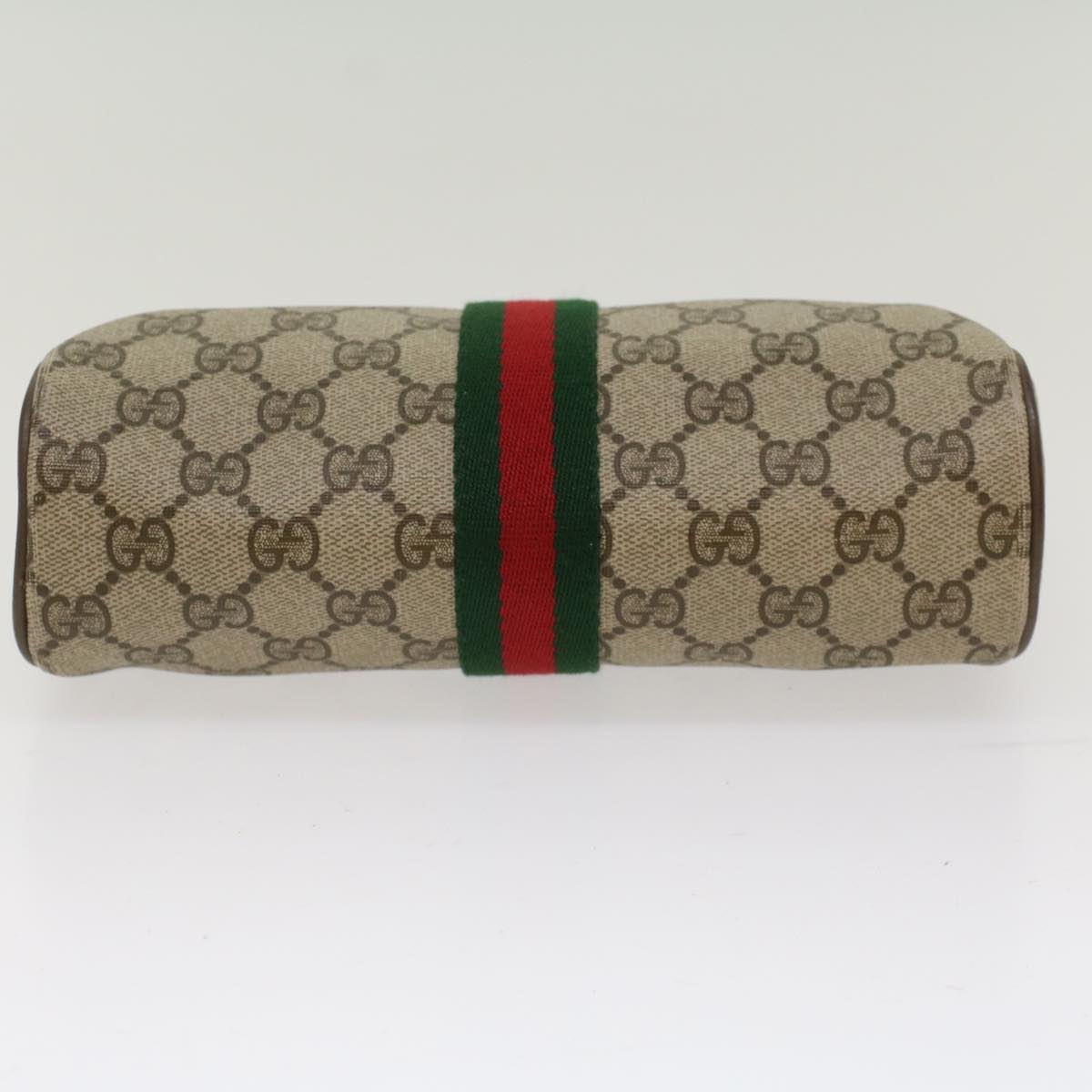 GUCCI GG Canvas Web Sherry Line Clutch Bag Beige Red 22•01•012 Auth ep1227