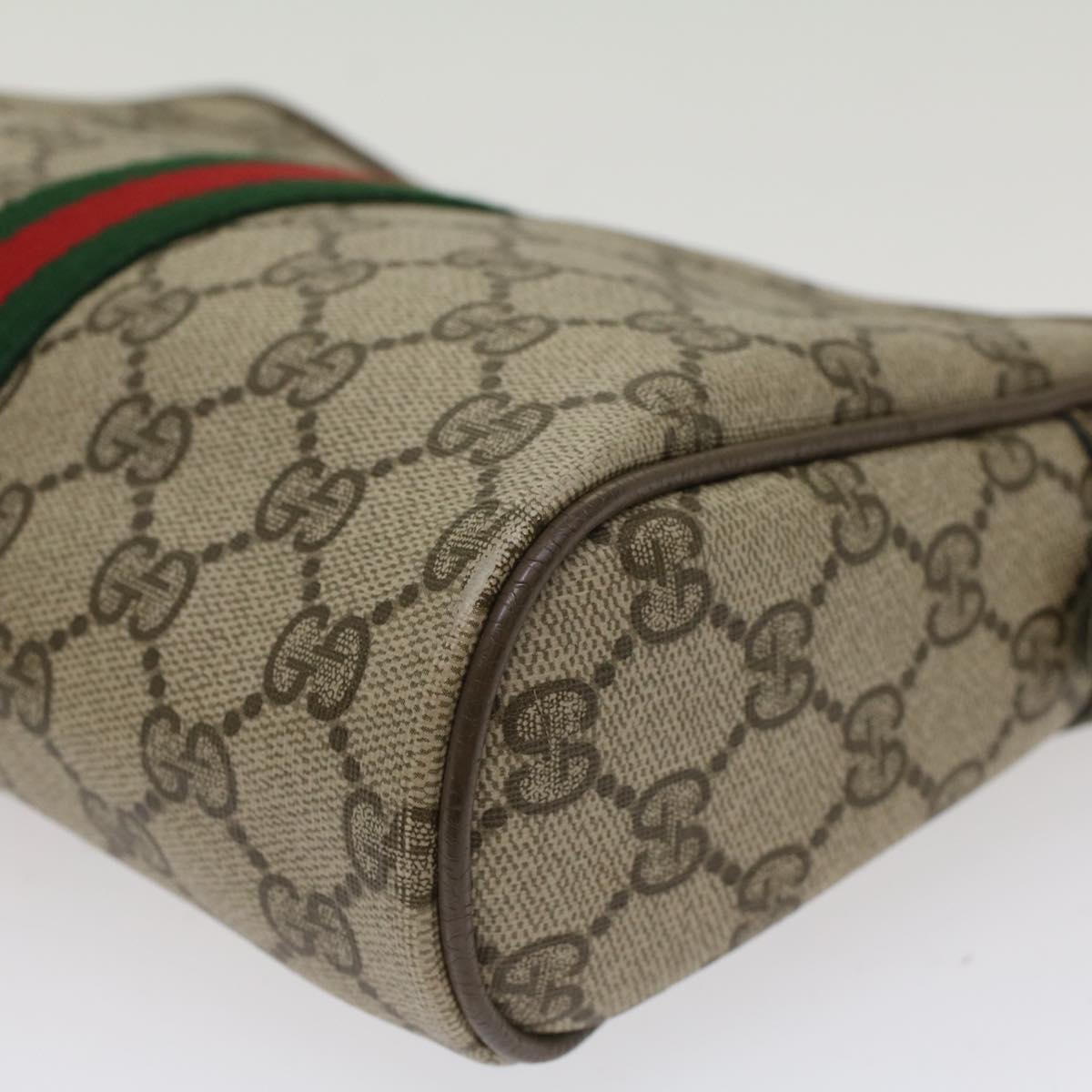 GUCCI GG Canvas Web Sherry Line Clutch Bag Beige Red 22•01•012 Auth ep1227