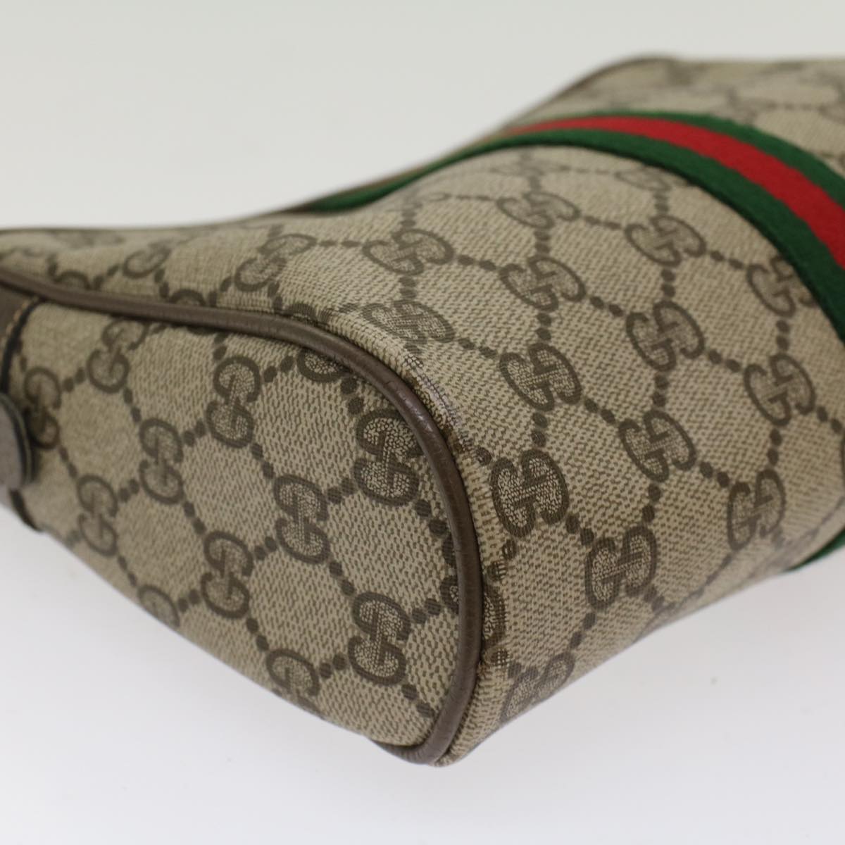 GUCCI GG Canvas Web Sherry Line Clutch Bag Beige Red 22•01•012 Auth ep1227