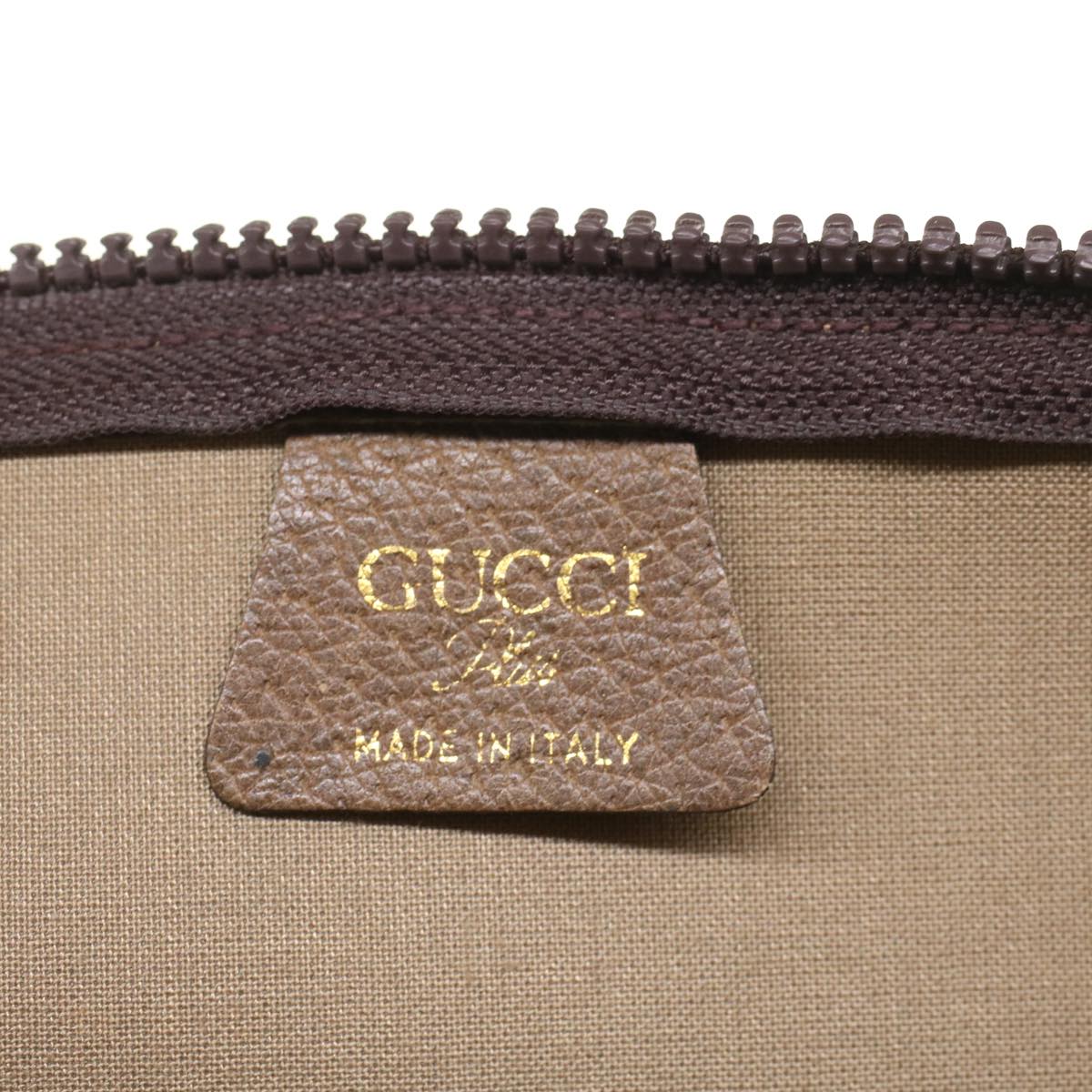 GUCCI GG Plus Canvas Clutch Bag PVC Leather Beige Auth ep1228