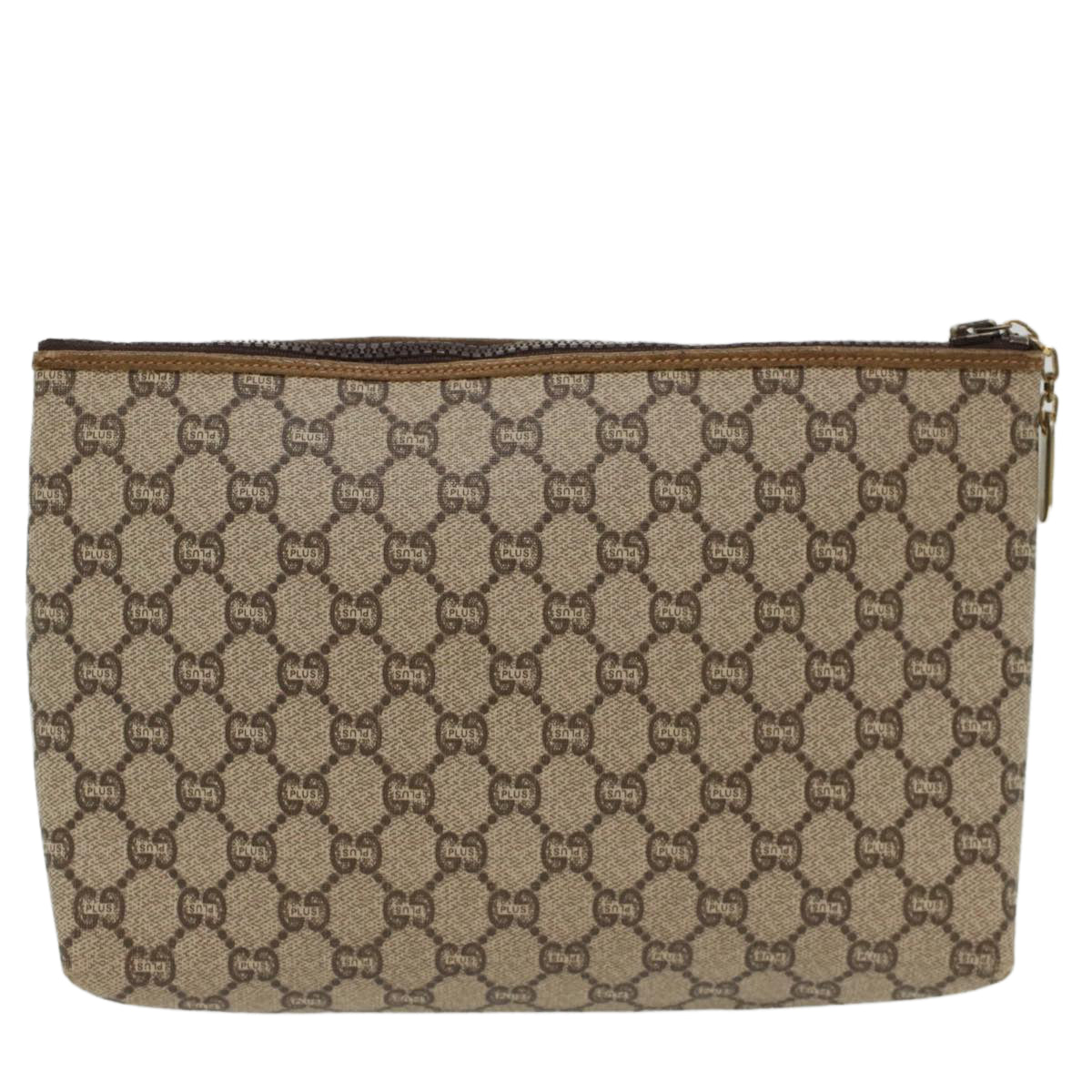 GUCCI GG Plus Canvas Clutch Bag PVC Leather Beige Auth ep1228 - 0