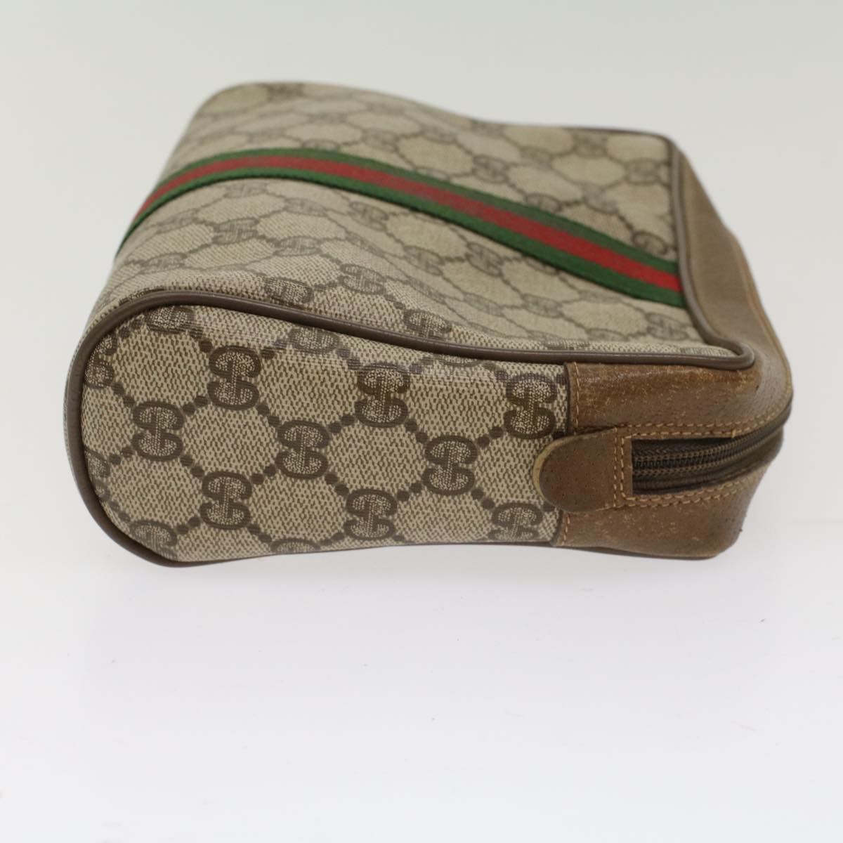 GUCCI GG Canvas Web Sherry Line Clutch Bag Beige Red 89•01•012 Auth ep1243