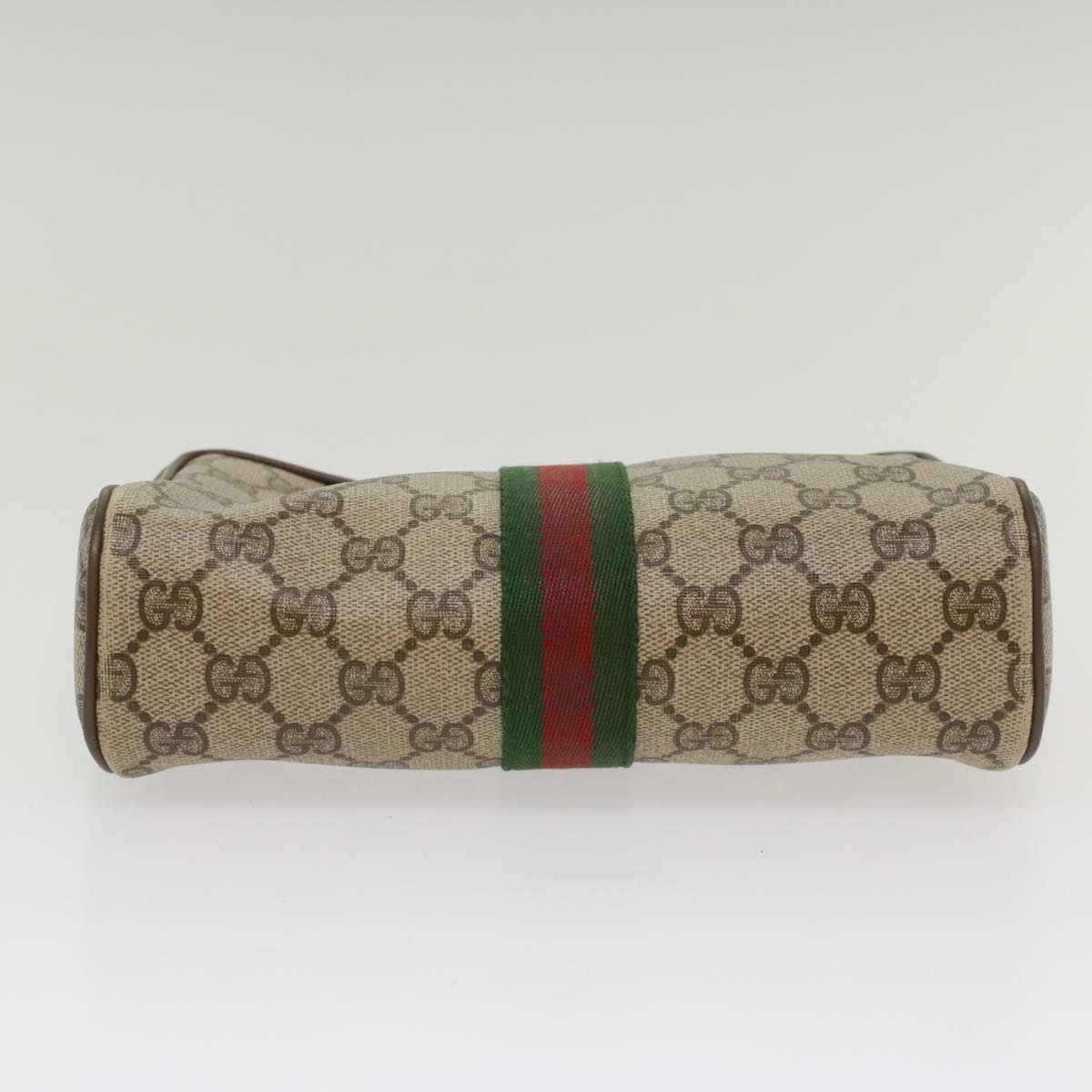 GUCCI GG Canvas Web Sherry Line Clutch Bag Beige Red 89•01•012 Auth ep1243