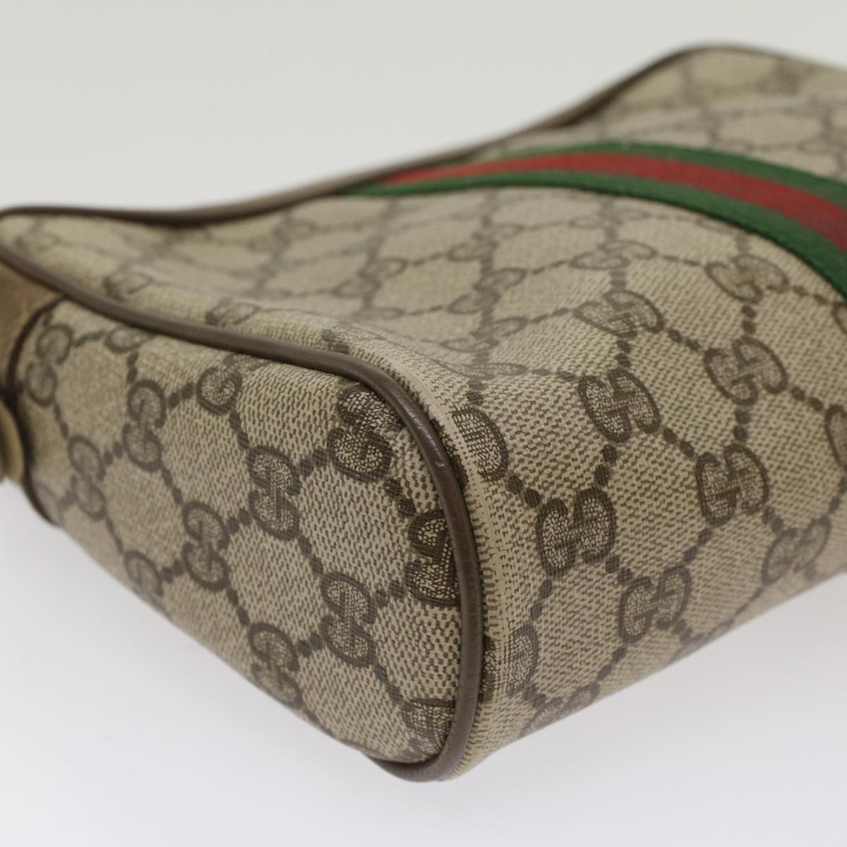 GUCCI GG Canvas Web Sherry Line Clutch Bag Beige Red 89•01•012 Auth ep1243