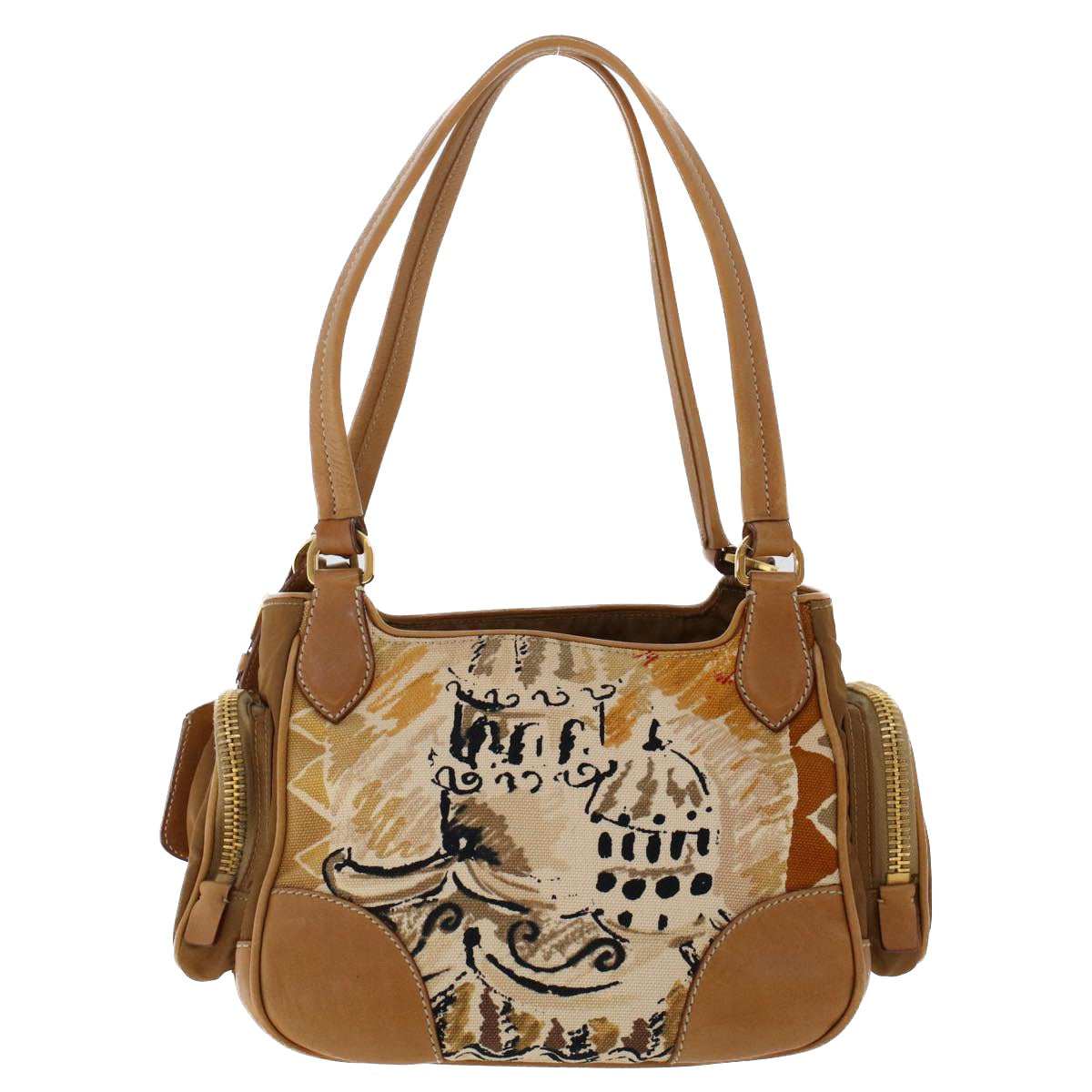 PRADA Shoulder Bag Canvas Brown Auth ep1246 - 0