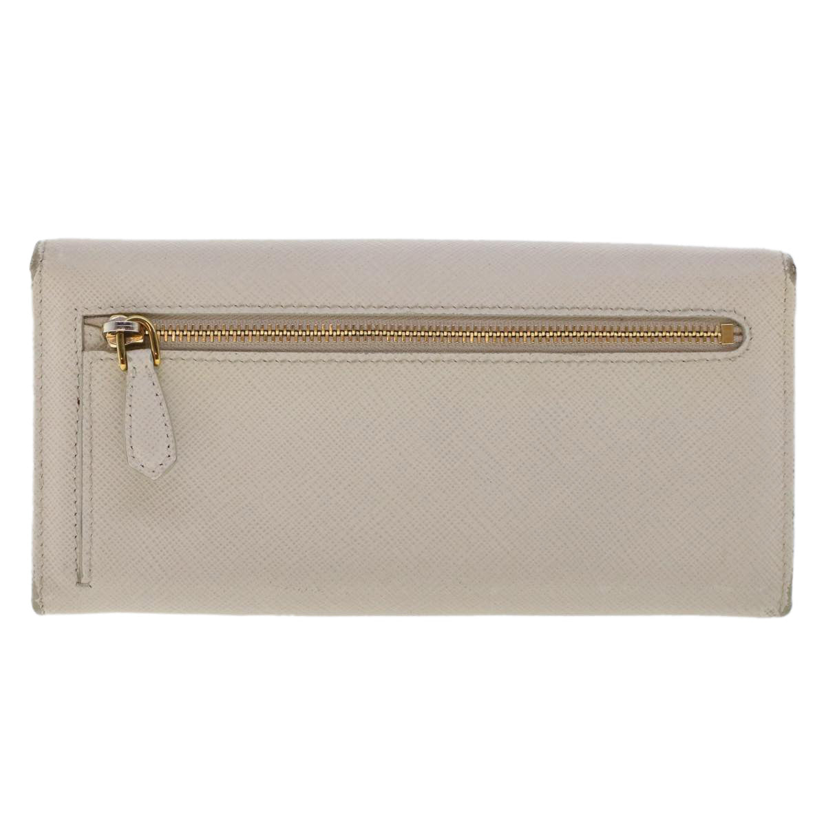 PRADA Long Wallet Safiano leather White Auth ep1249 - 0