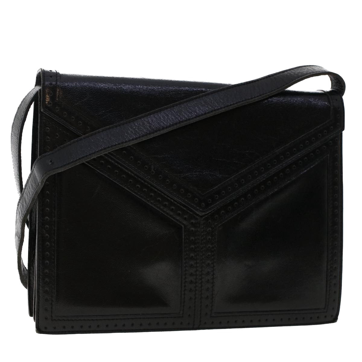 SAINT LAURENT Clutch Bag Shoulder Bag Leather 2Set Black White Auth ep1268 - 0