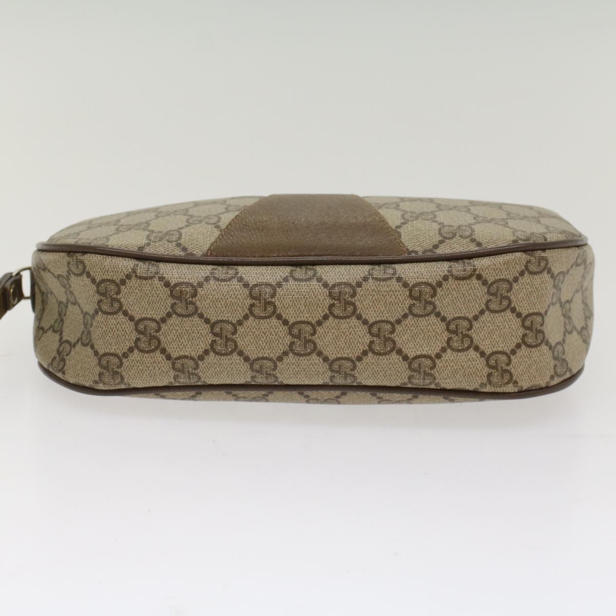 GUCCI GG Canvas Web Sherry Line Clutch Bag PVC Leather Beige Red Auth ep1269