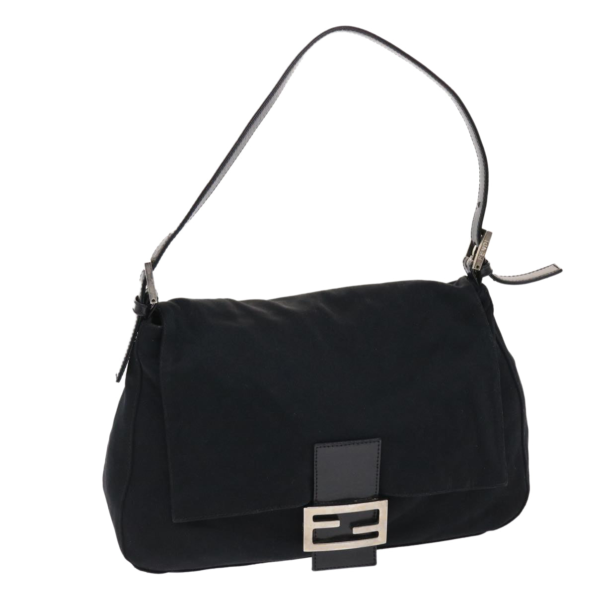 FENDI Mamma Baguette Shoulder Bag Nylon Black Auth ep1270