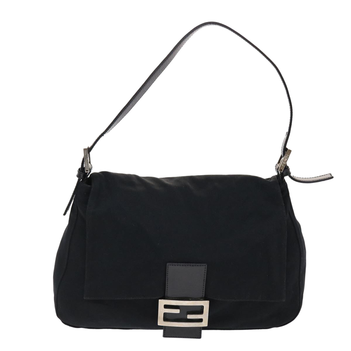 FENDI Mamma Baguette Shoulder Bag Nylon Black Auth ep1270