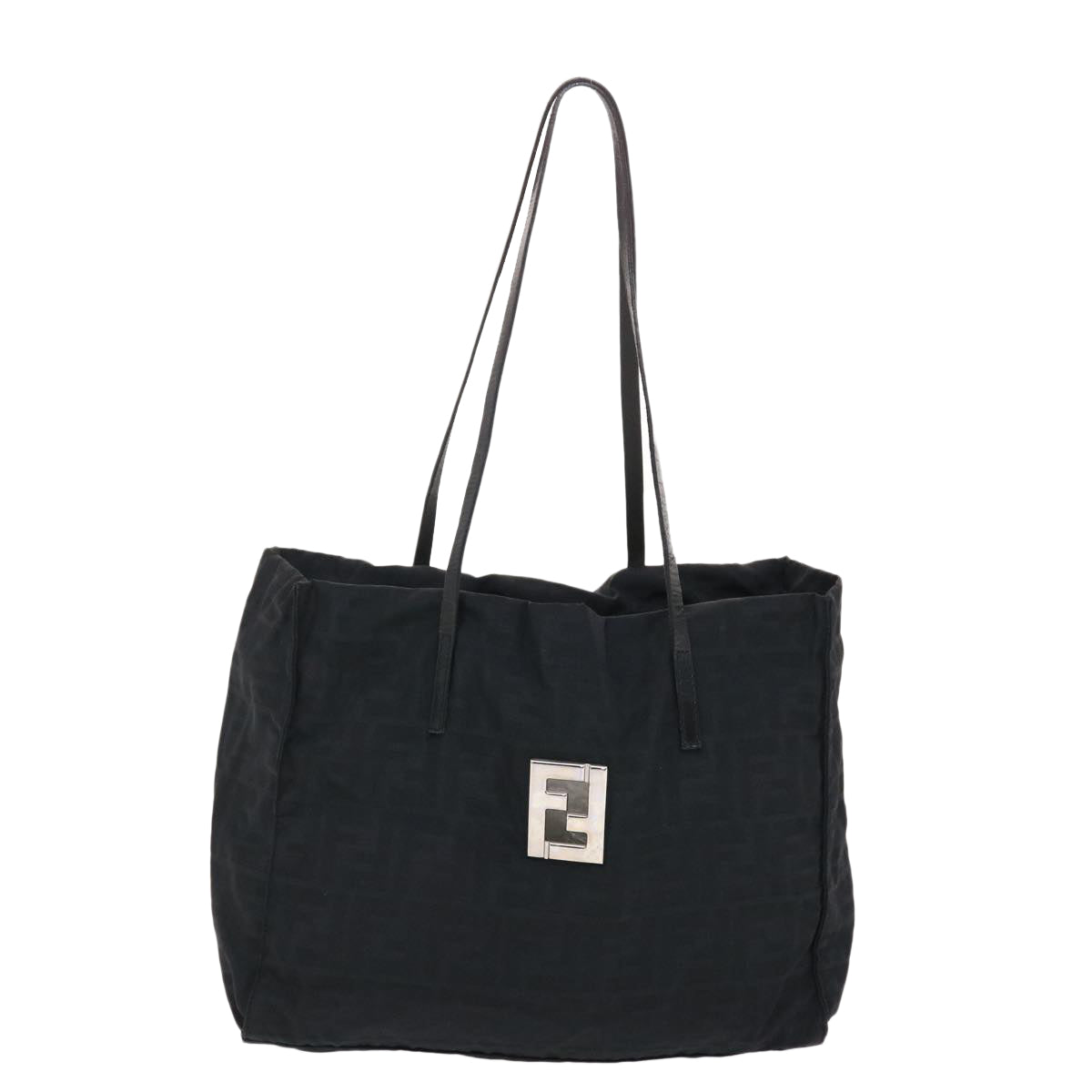 FENDI Zucca Canvas Shoulder Bag Nylon Black Auth ep1271