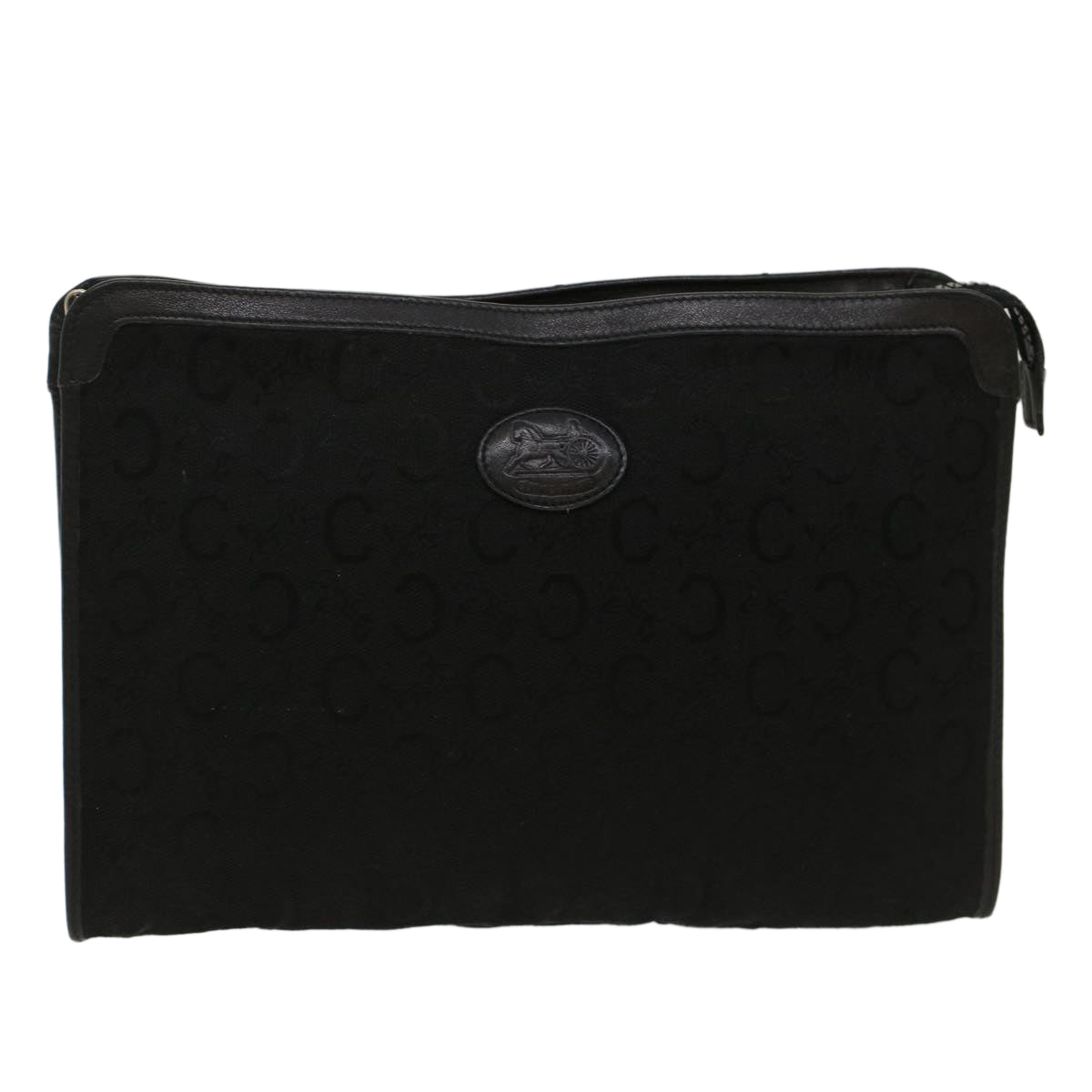 CELINE C Macadam Canvas Clutch Bag Black Auth ep1277