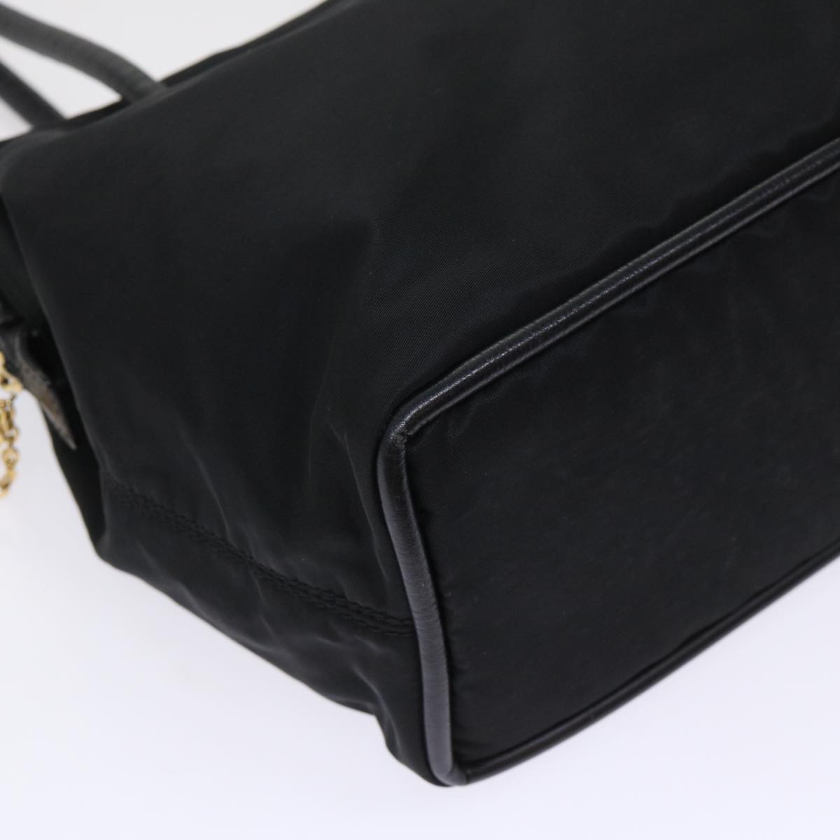 CELINE Shoulder Bag Nylon Leather Black Auth ep1289