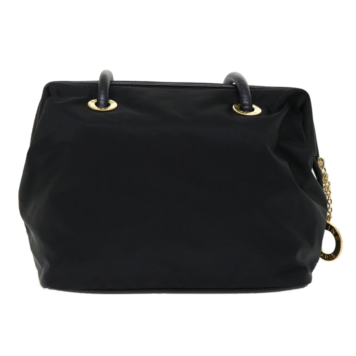 CELINE Shoulder Bag Nylon Leather Black Auth ep1289 - 0