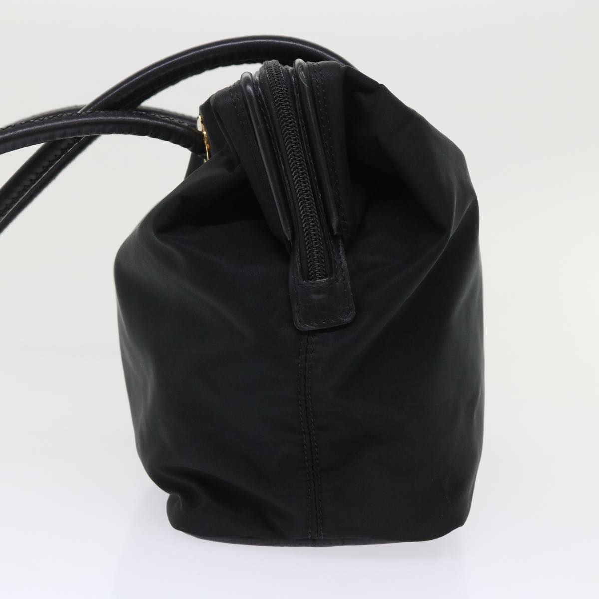 CELINE Shoulder Bag Nylon Leather Black Auth ep1289