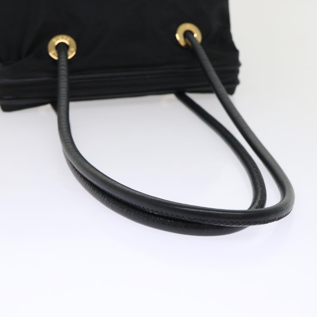 CELINE Shoulder Bag Nylon Leather Black Auth ep1289