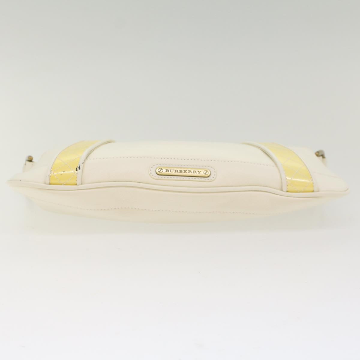 BURBERRY Shoulder Bag Leather White Auth ep1291