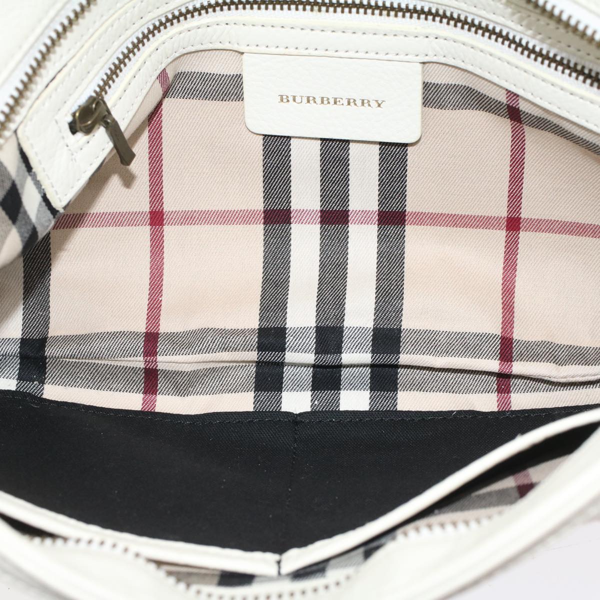 BURBERRY Shoulder Bag Leather White Auth ep1291