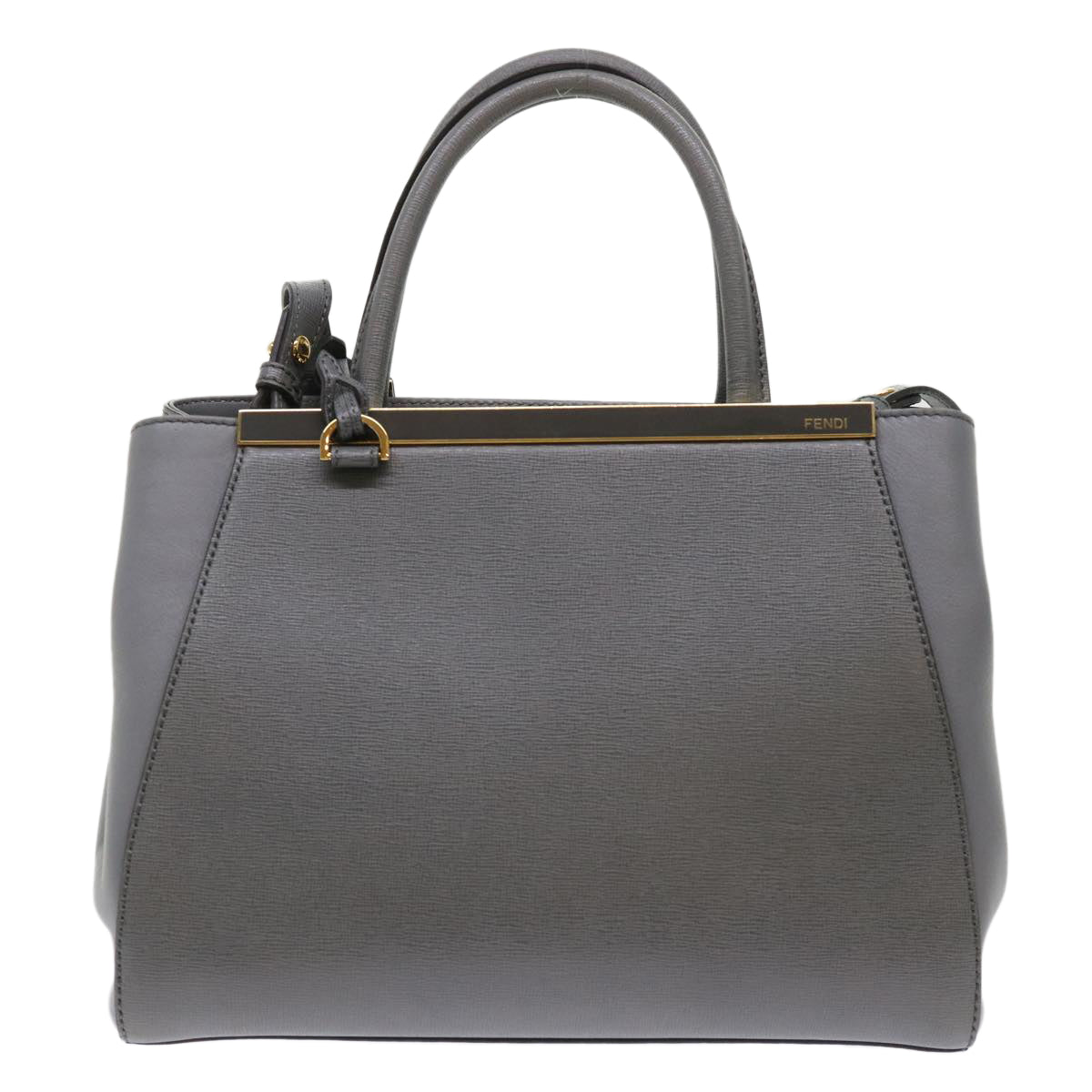 FENDI To Joule Hand Bag Leather 2way Gray Auth ep1294