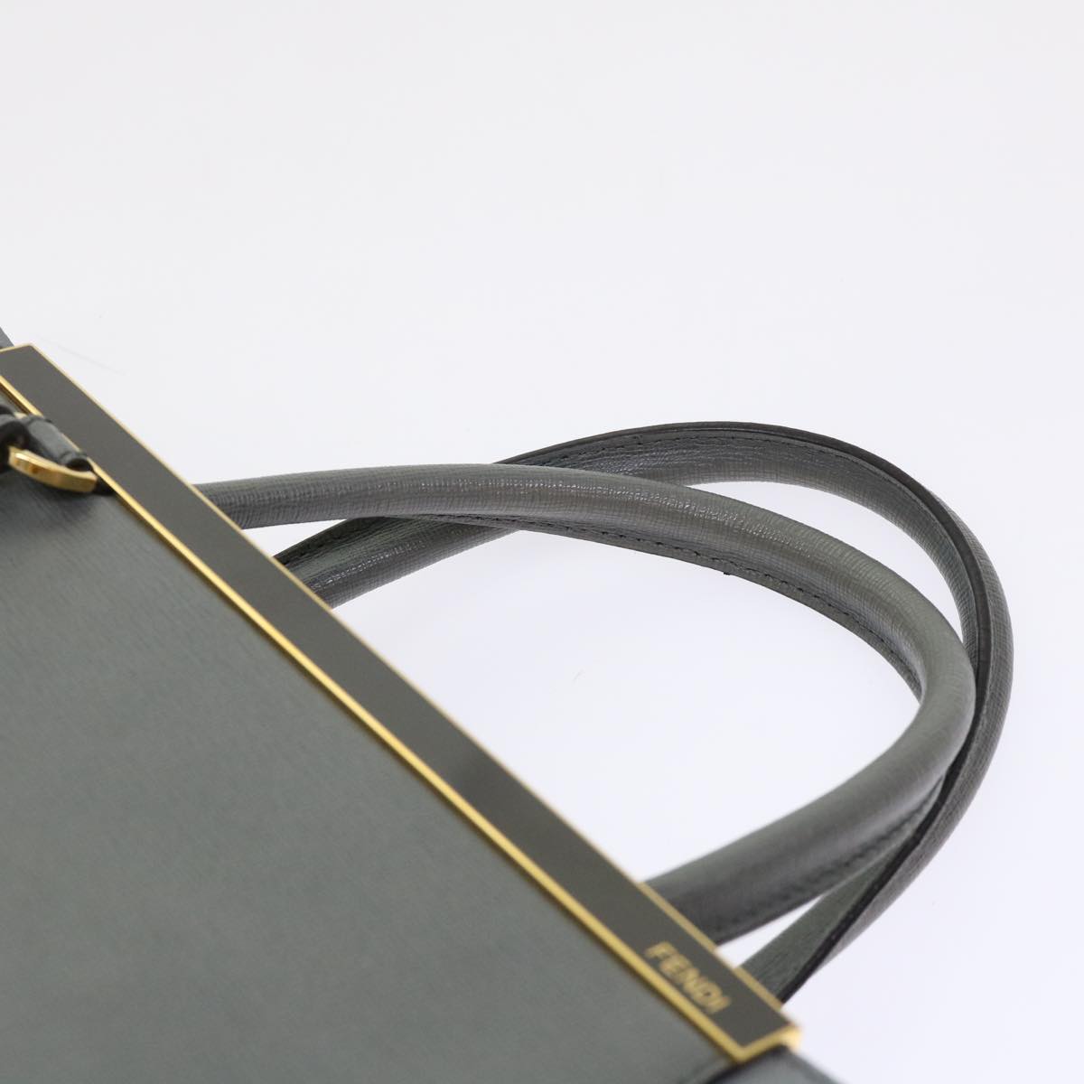 FENDI To Joule Hand Bag Leather 2way Gray Auth ep1294