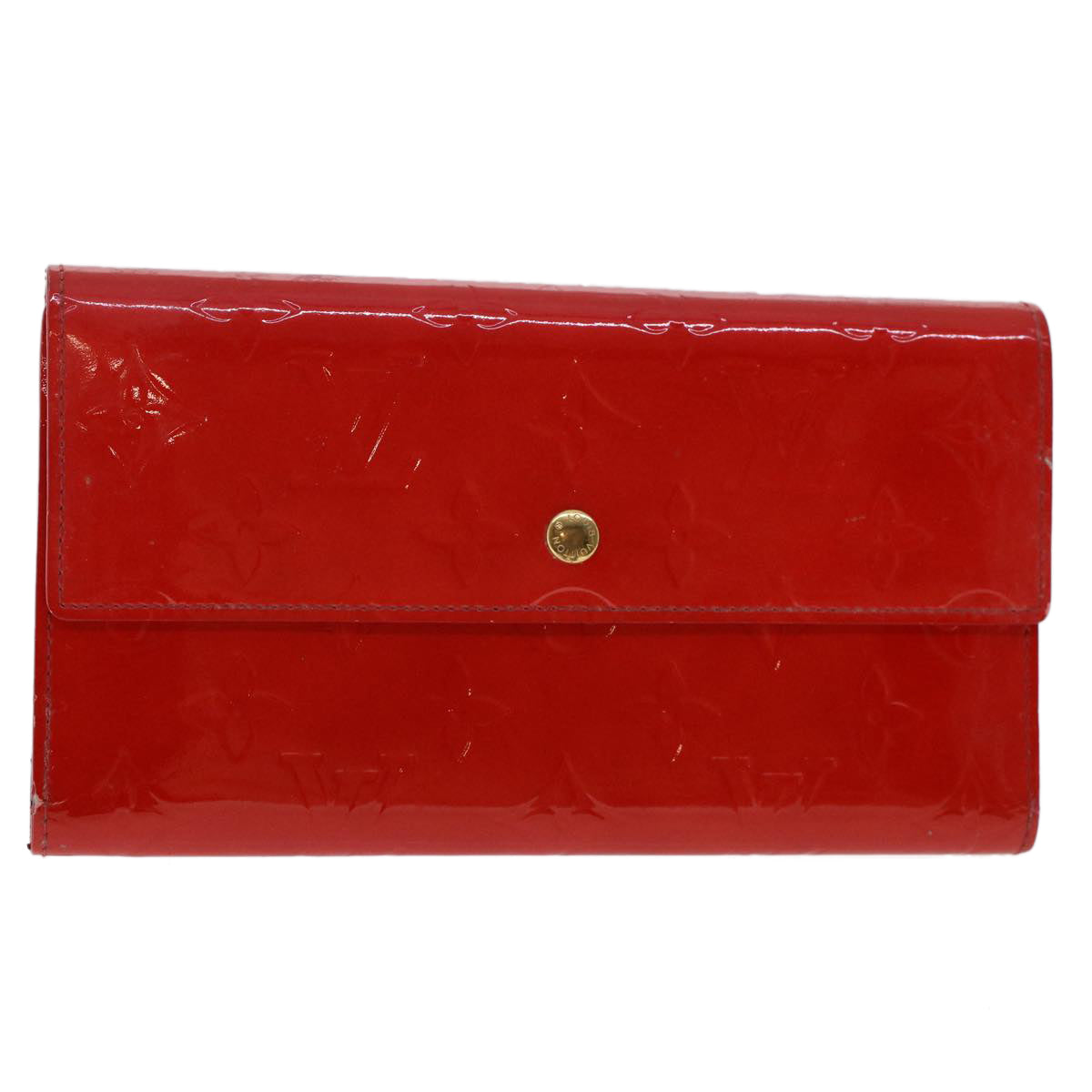 LOUIS VUITTON Vernis Porte Tresol International Wallet Red M91165 LV Auth ep1307