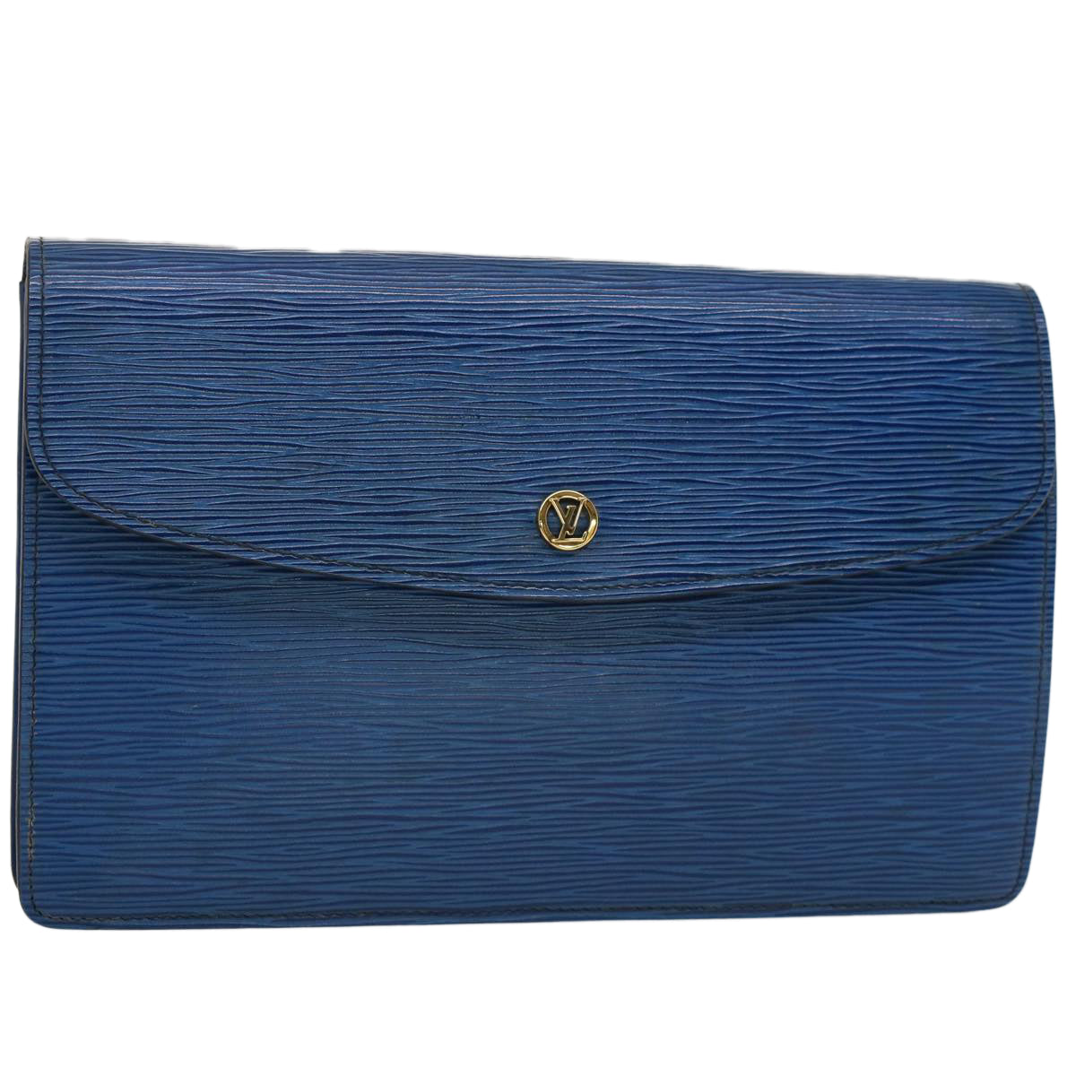 LOUIS VUITTON Epi Montaigne 27 Clutch Bag Blue M52655 LV Auth ep1327