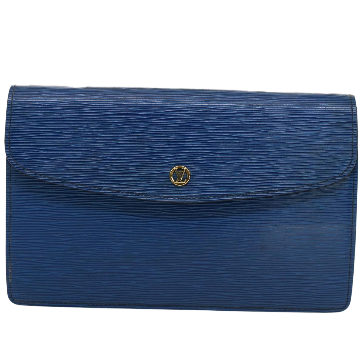 LOUIS VUITTON Epi Montaigne 27 Clutch Bag Blue M52655 LV Auth ep1327