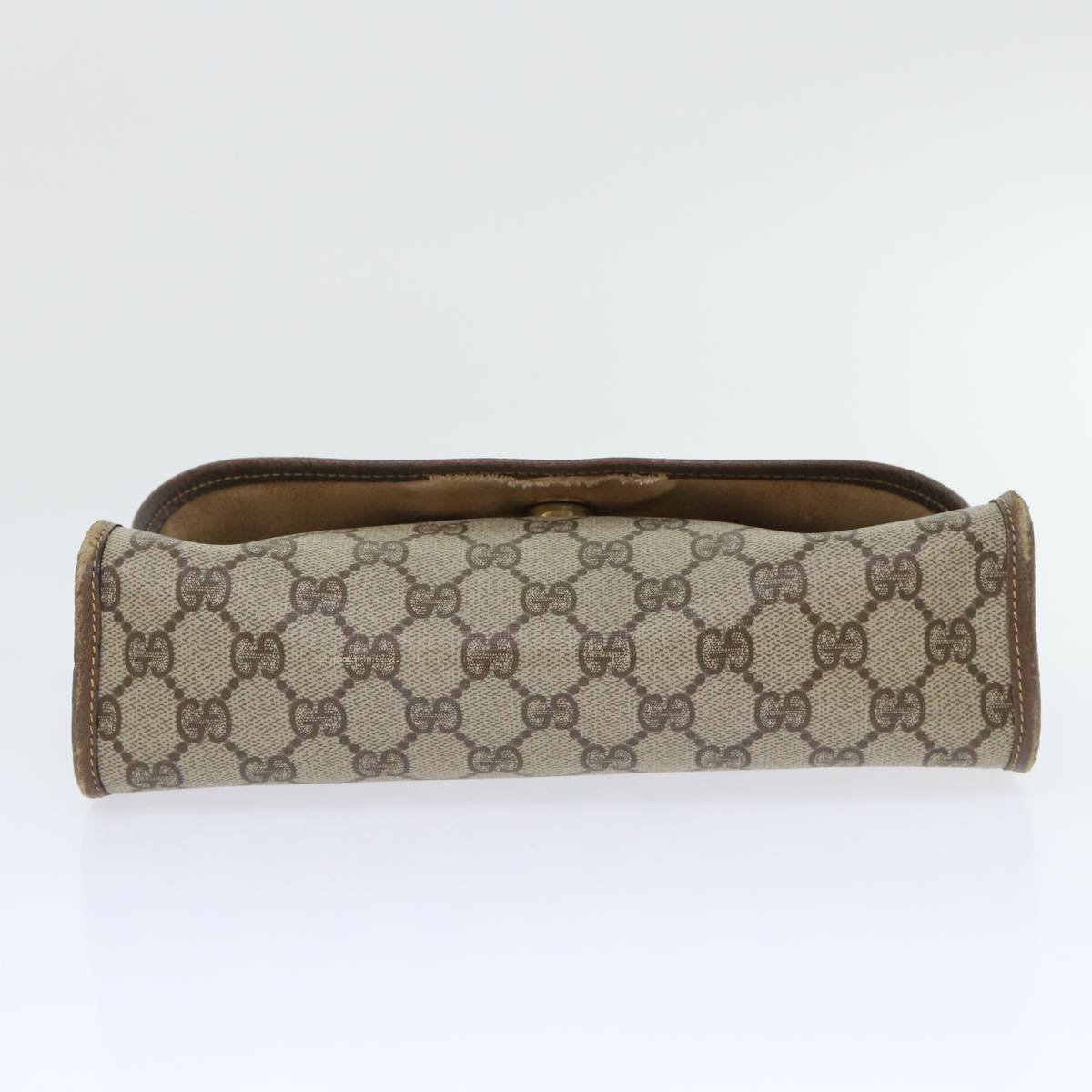 GUCCI GG Canvas Web Sherry Line Clutch Bag PVC Leather Beige Red Auth ep1335