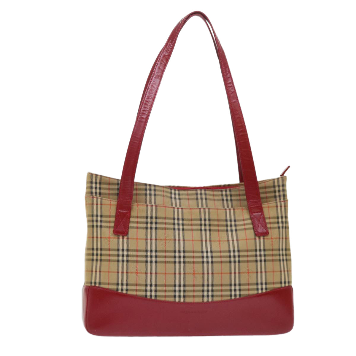 BURBERRY Nova Check Shoulder Bag Canvas Leather Red Beige black Auth ep1346