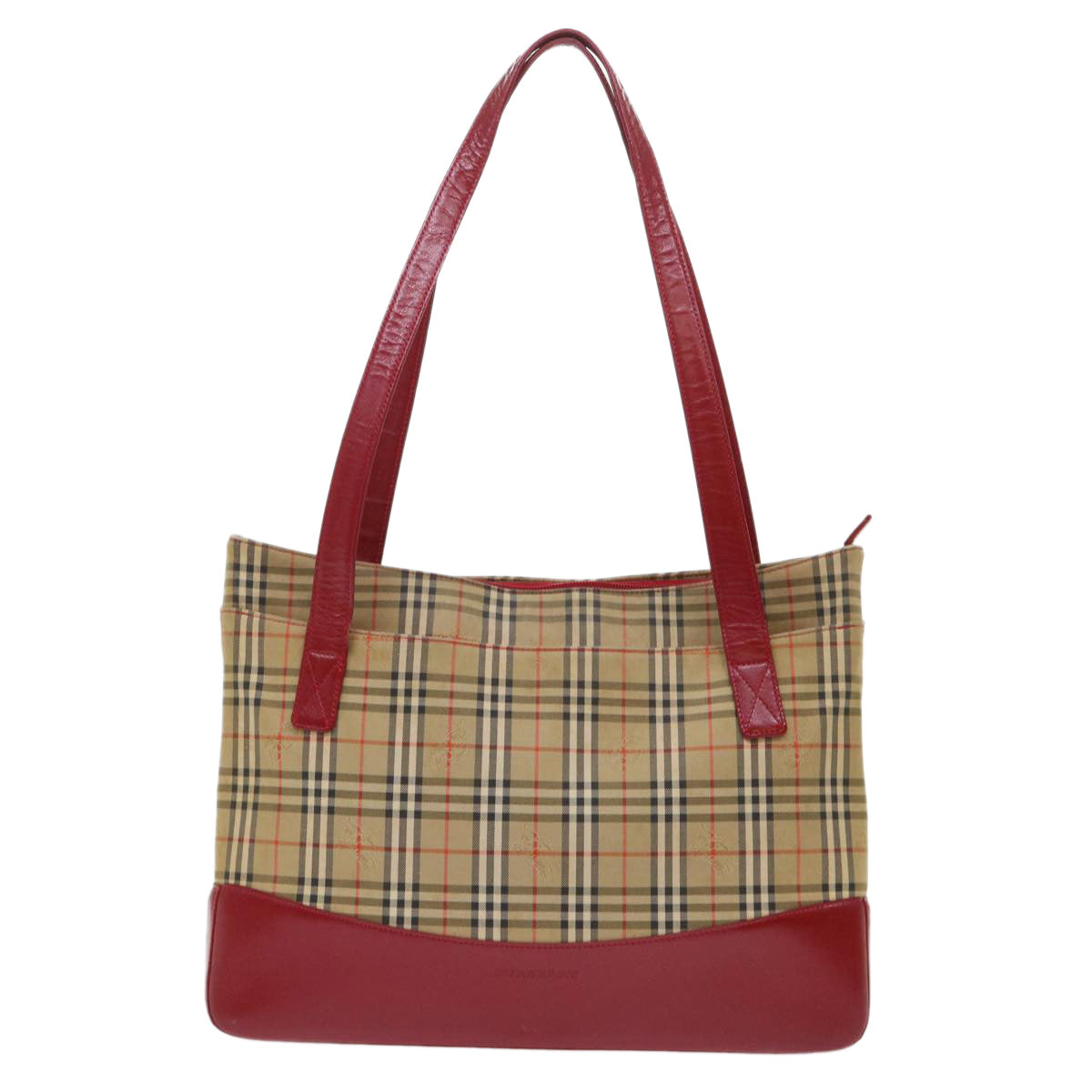 BURBERRY Nova Check Shoulder Bag Canvas Leather Red Beige black Auth ep1346