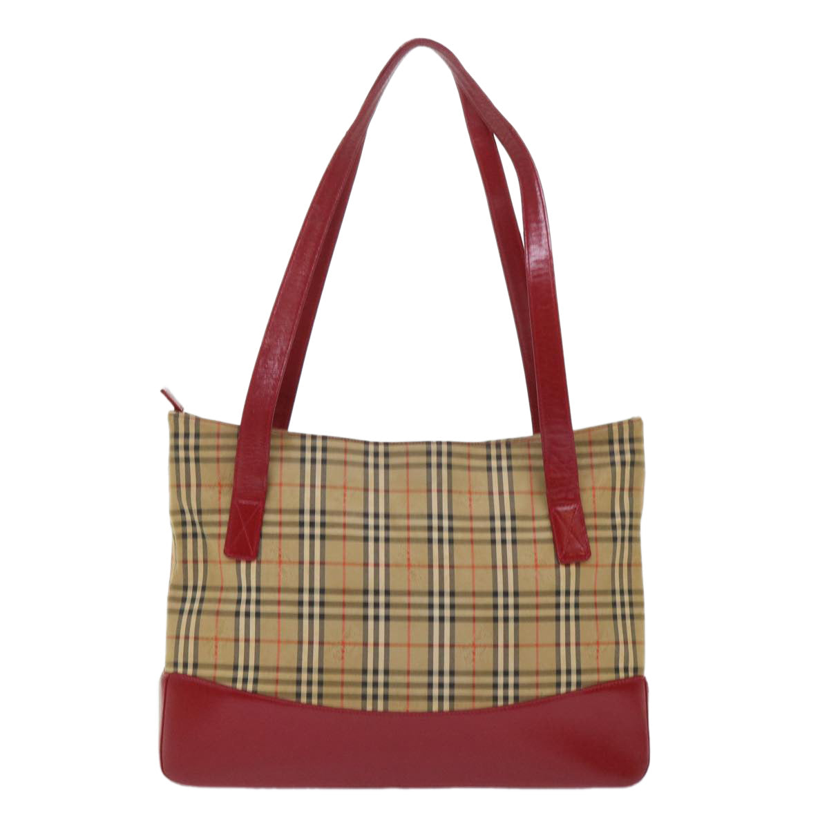 BURBERRY Nova Check Shoulder Bag Canvas Leather Red Beige black Auth ep1346