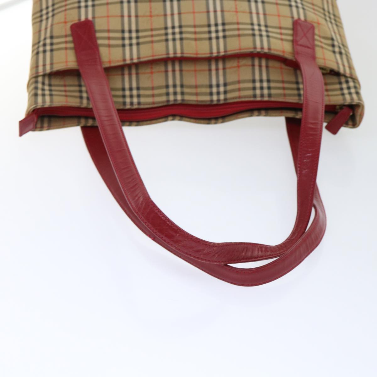 BURBERRY Nova Check Shoulder Bag Canvas Leather Red Beige black Auth ep1346