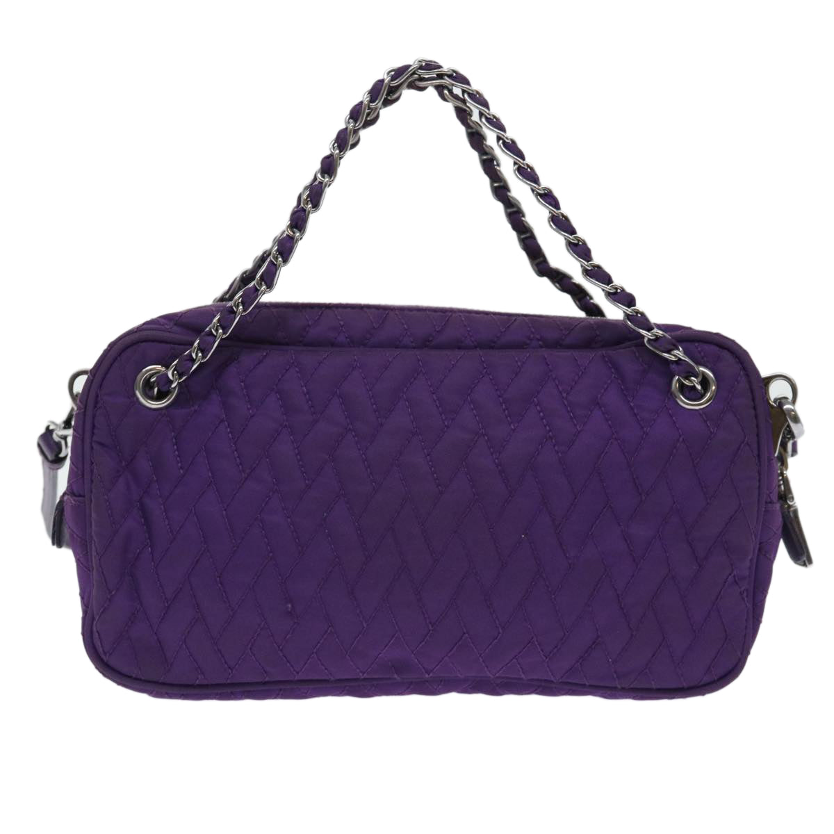 PRADA Quilted Chain Shoulder Bag Nylon Purple Auth ep1348