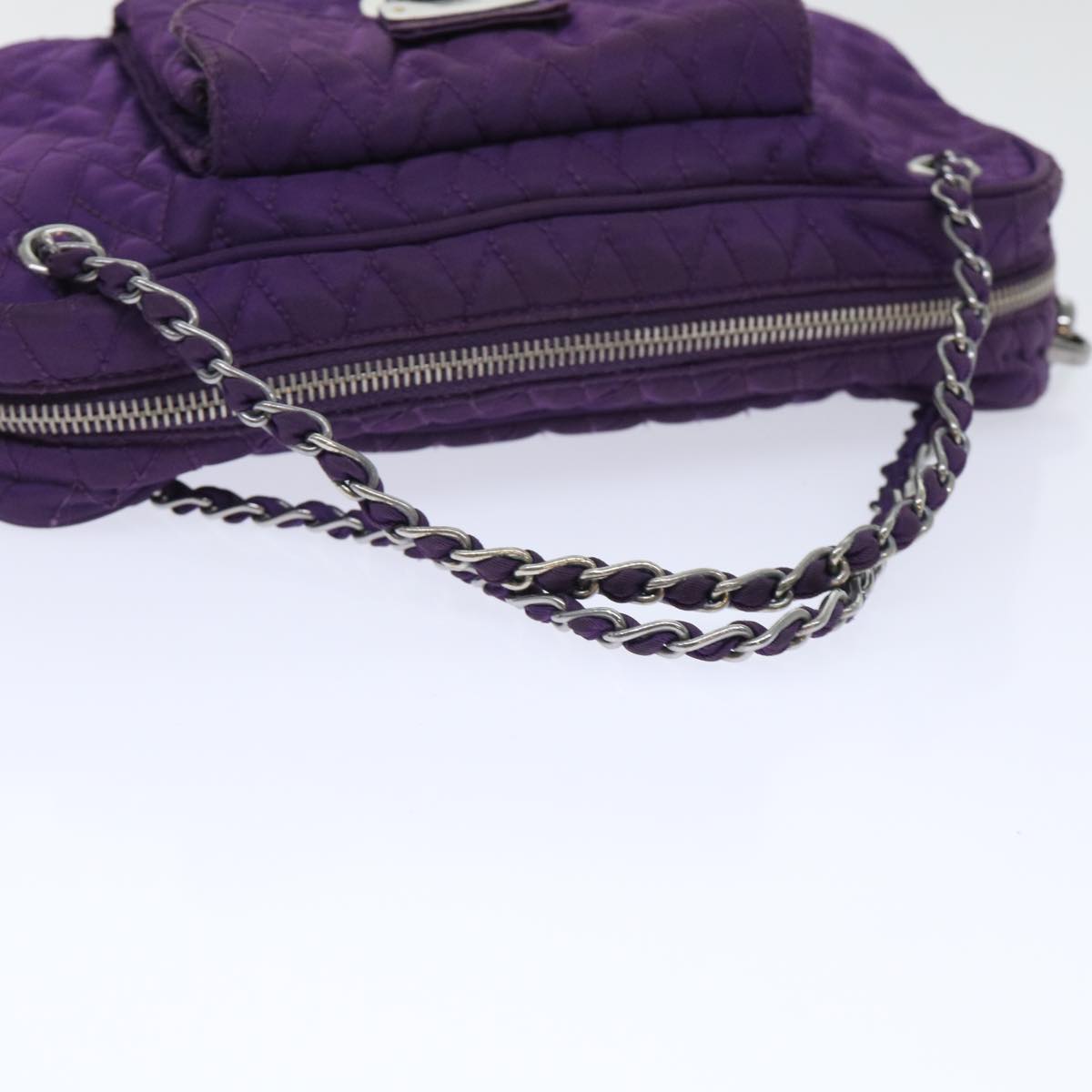PRADA Quilted Chain Shoulder Bag Nylon Purple Auth ep1348