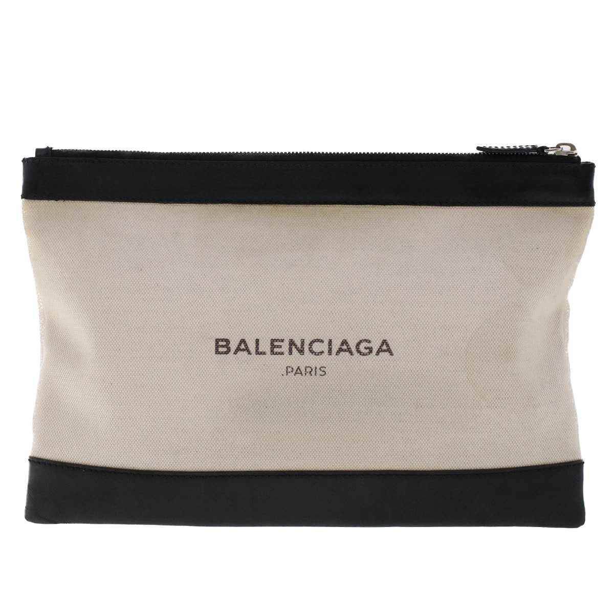 BALENCIAGA Clutch Bag White Black 373834 Auth ep1349