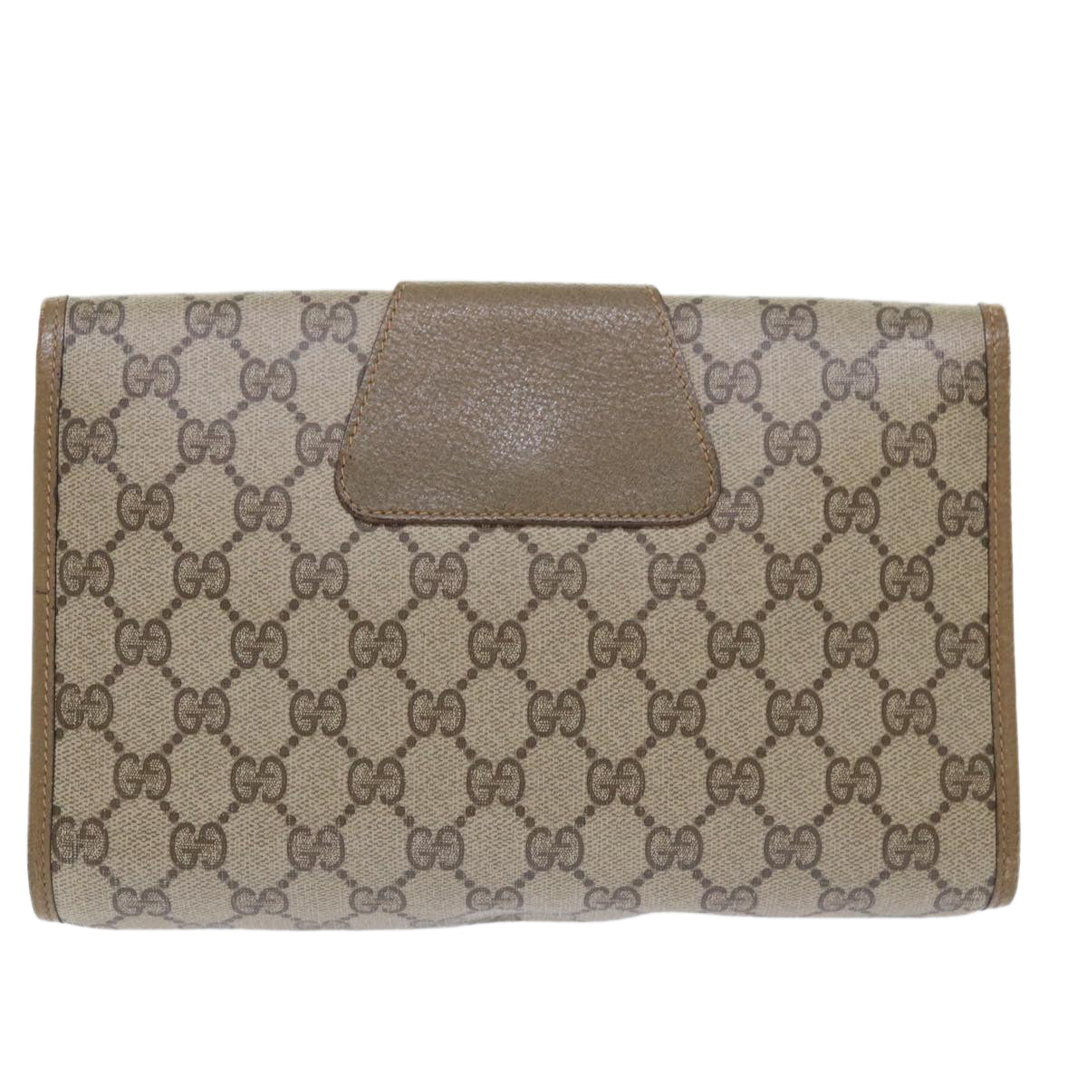 GUCCI GG Canvas Web Sherry Line Clutch Bag PVC Leather Beige Red Auth ep1380 - 0